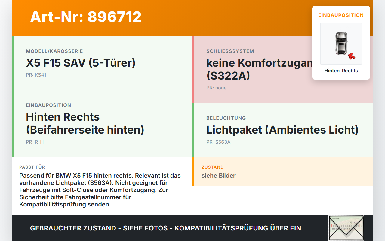 BMW X5 F15 13-18 Kabelbaum Leitungssatz für Tür und Fensterheber Hinten Rechts BMW X5 F15 13-18 21.06.2013 9323363... Vorschau 3