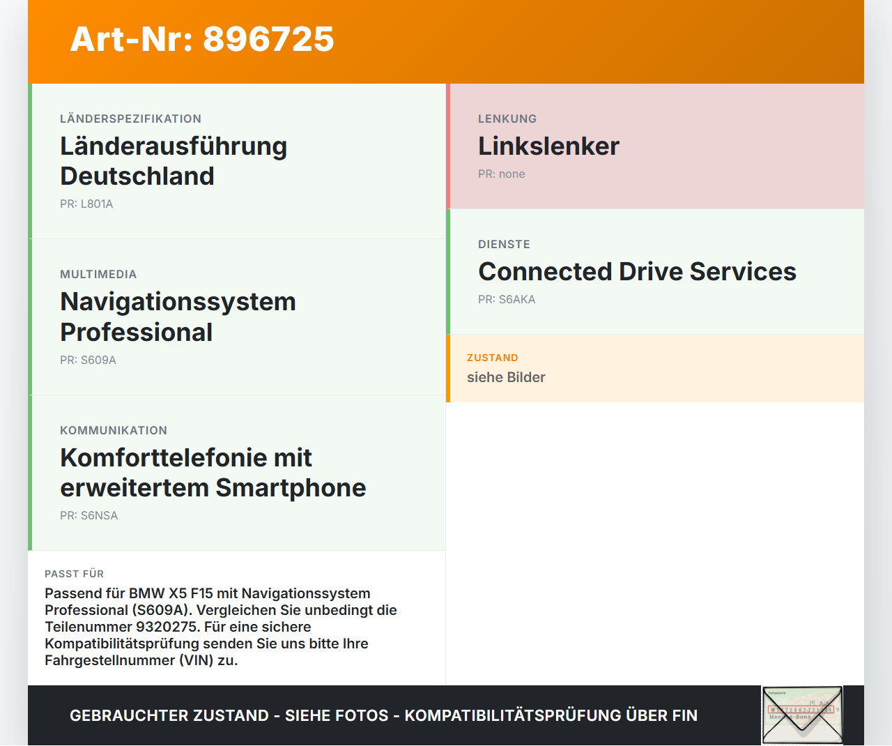 BMW X5 F15 13-18 Steuergerät ECU Modul ECE US für Bedienteil iDrive BMW X5 F15 13-18 21.06.2013 9320275... Vorschau 3