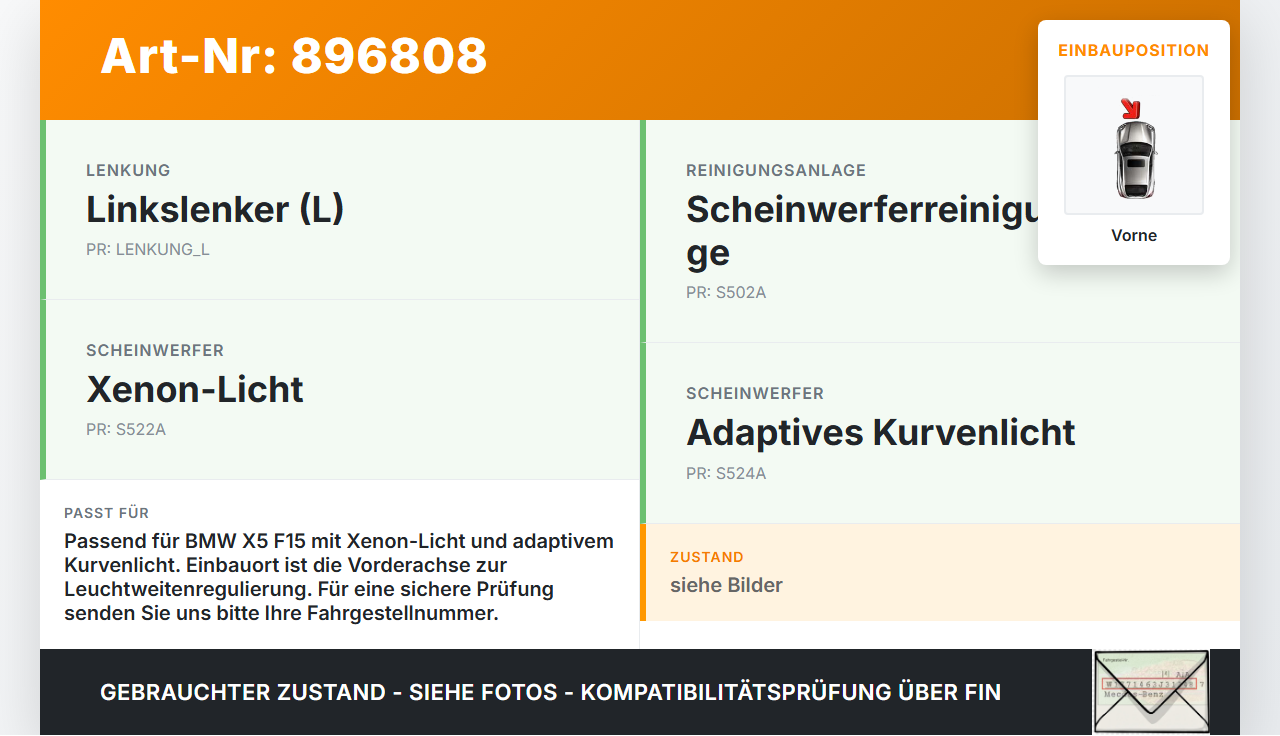 BMW X5 F15 13-18 BMW X5 F15 Xenon LWR Sensor Neigung Vorne BMW X5 F15 13-18 21.06.2013 6870200 37146870200... Vorschau 3
