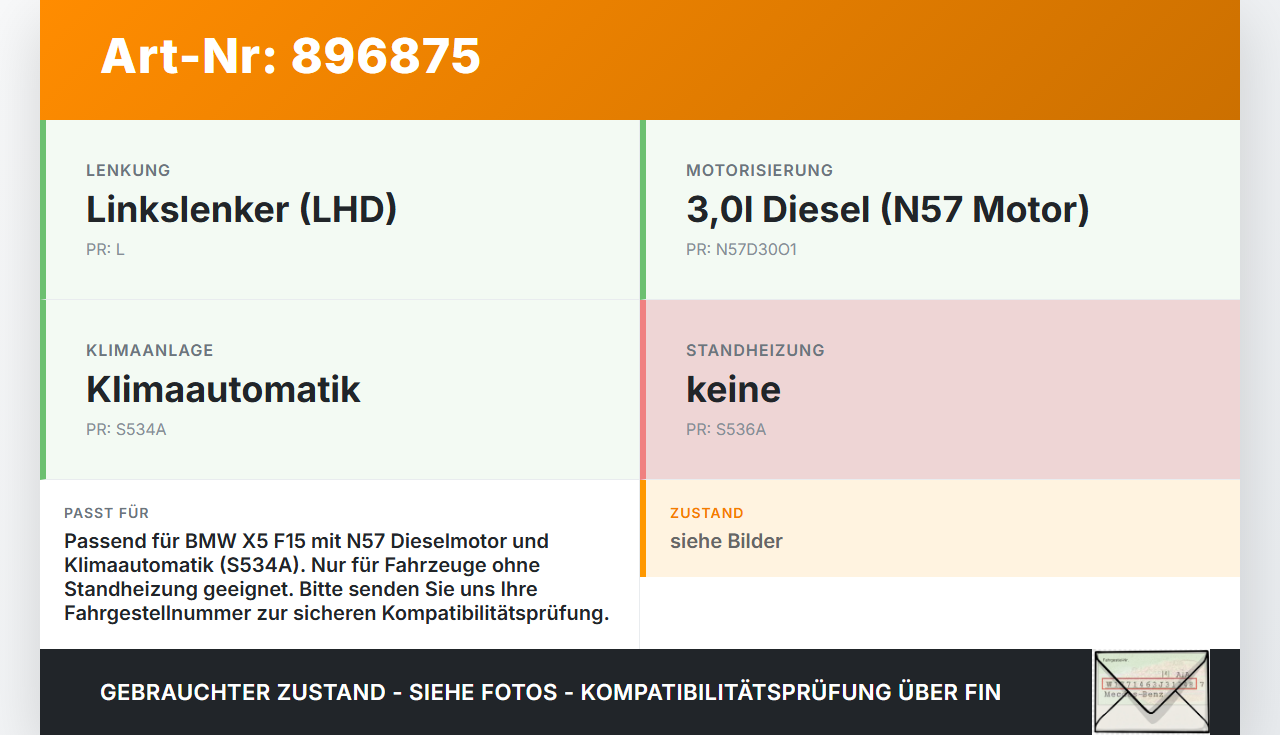 BMW X5 F15 13-18 3,0d 190KW Umwelzpumpe Heizung Pumpe BMW X5 F15 13-18 21.06.2013 8512236 8512236-05 1153-8512236... Vorschau 3