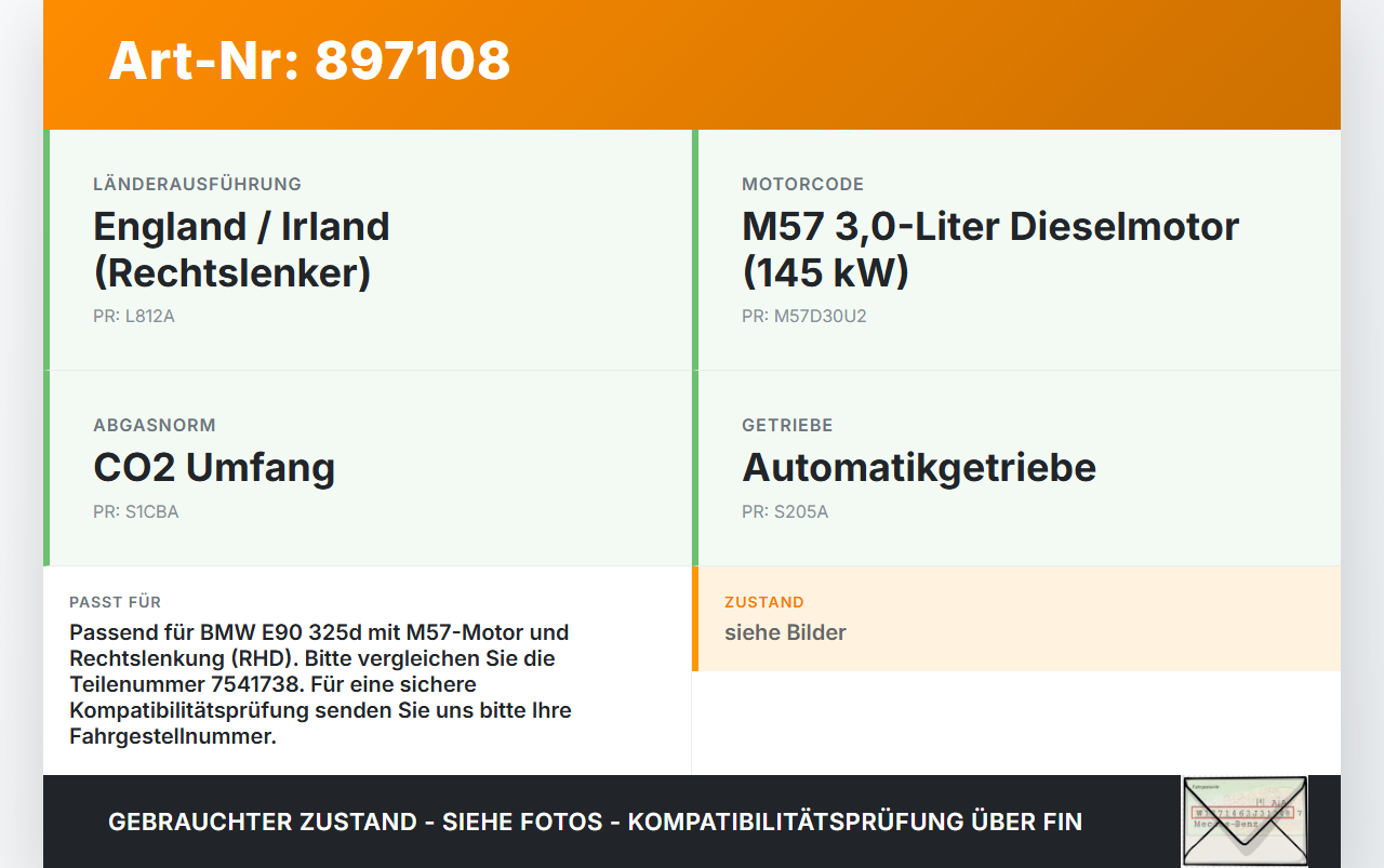 BMW E90 3er 325d 06-09 3,0d 145KW Ansaugrohr Ladeluftschlauch Luftschlauch Pos.2 BMW E90 3er 325d 06-09 29.04.2008... Vorschau 3