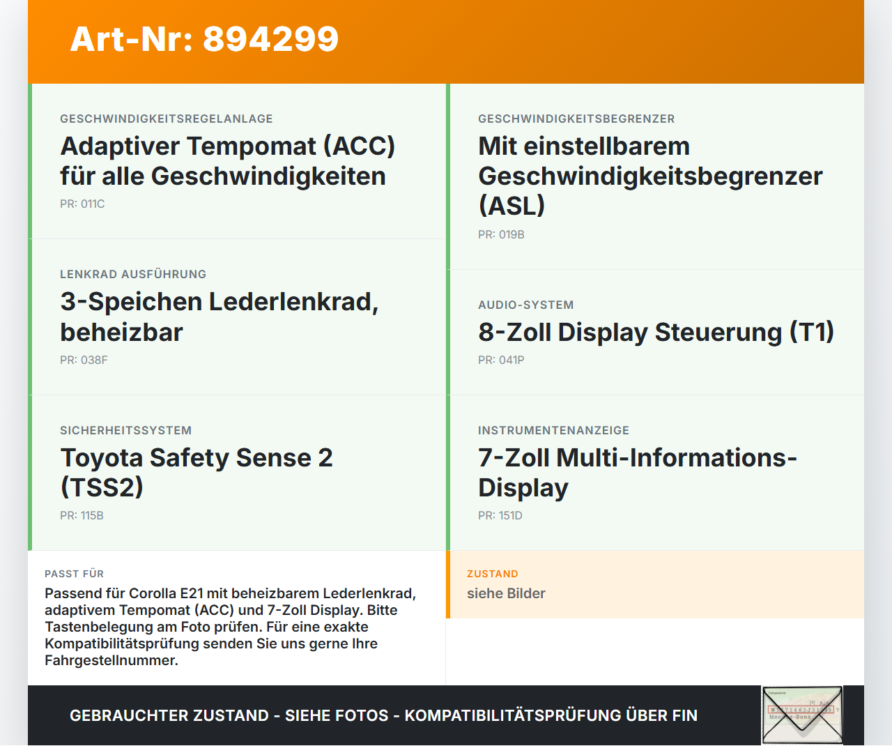 Toyota Corolla E21 18-23 Schaltzentrum für Lenkrad Toyota Corolla E21 18-23 01.09.2019 gebraucht Vorschau 3