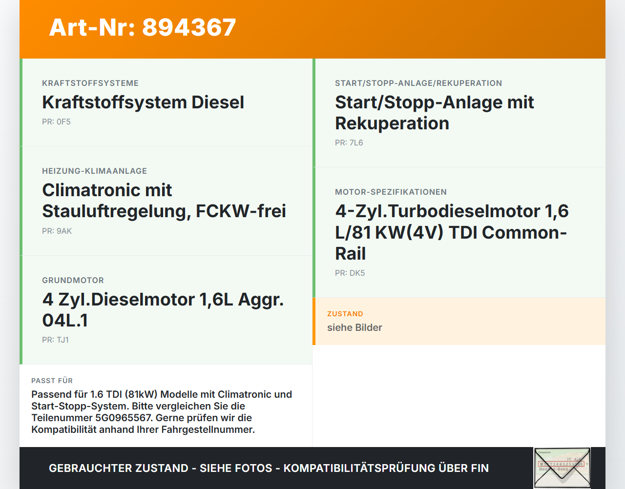 Skoda Octavia III 5E 12-17 1,6 81KW Umwelzpumpe Heizung Pumpe Skoda Octavia III 5E 12-17 15.01.2016 5G0965567... Vorschau 3