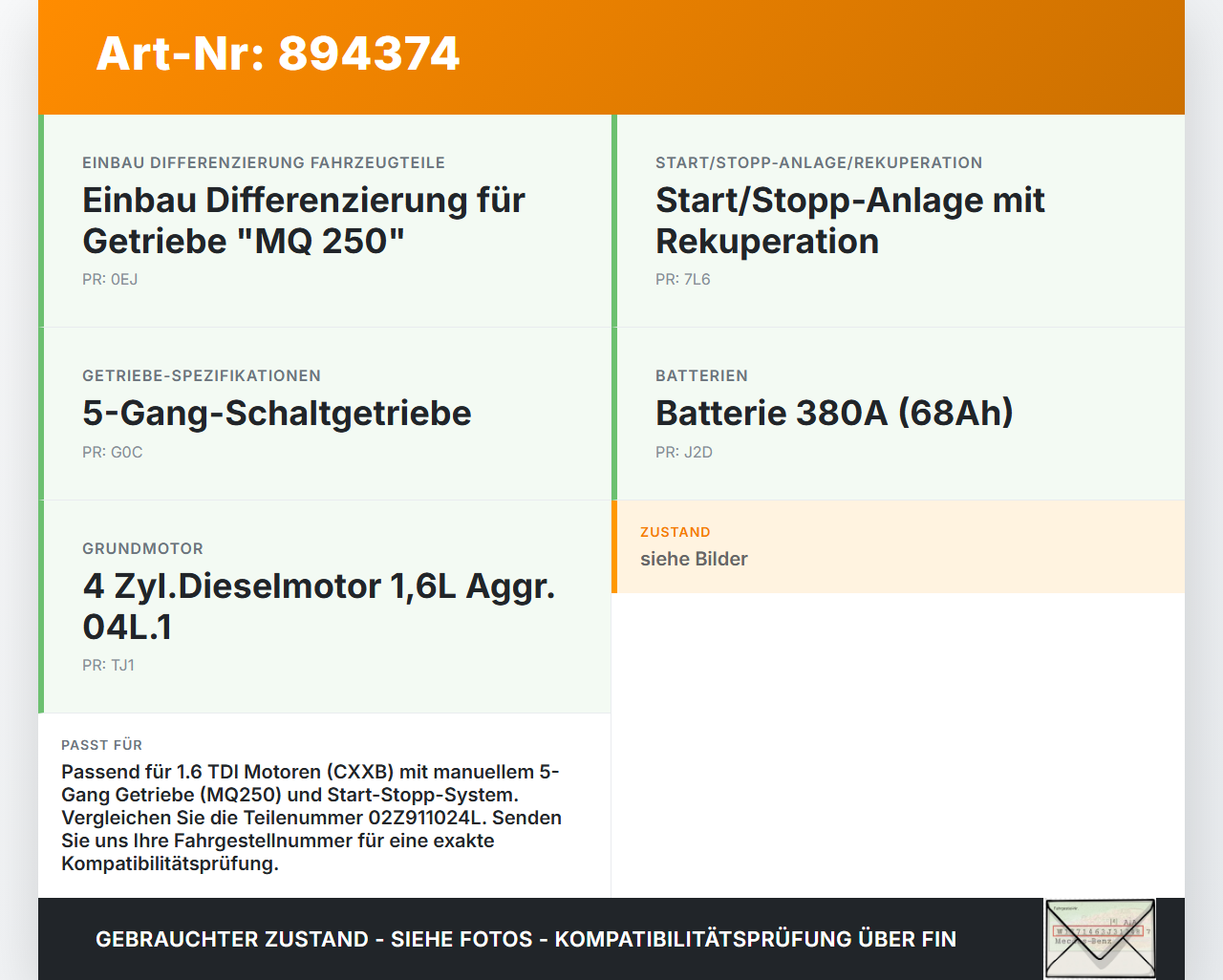 Skoda Octavia III 5E 12-17 1,6 81KW Anlasser Starter Skoda Octavia III 5E 12-17 15.01.2016 02Z911024L gebraucht Vorschau 3