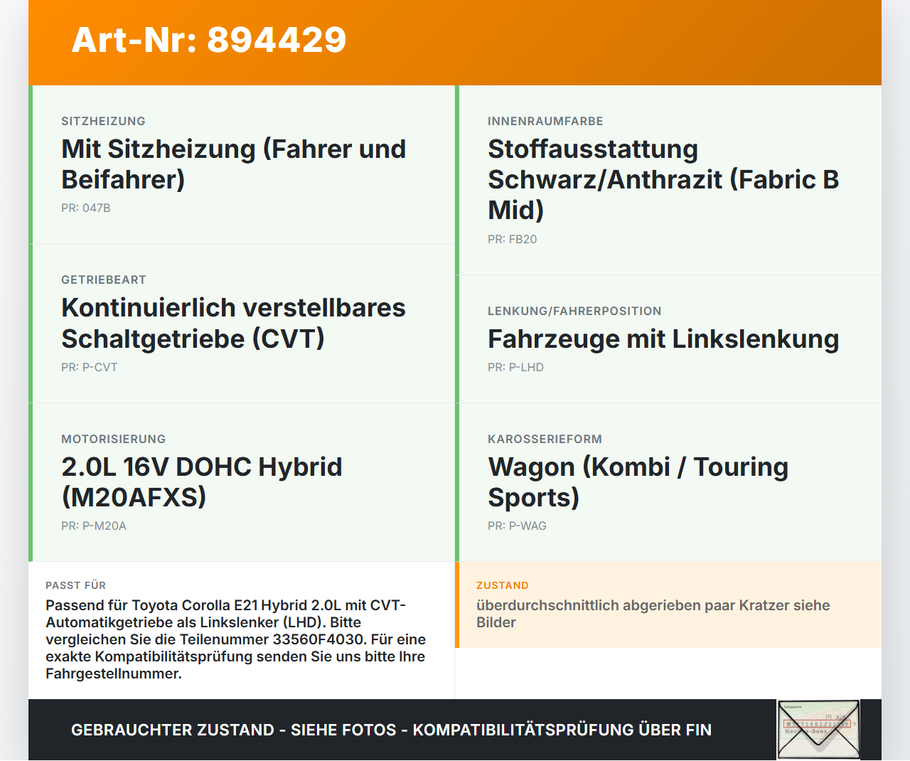 Toyota Corolla E21 18-23 Hybrid 2,0 135KW Autom Schaltkulisse Schalthebel Toyota Corolla E21 18-23 01.09.2019... Vorschau 3