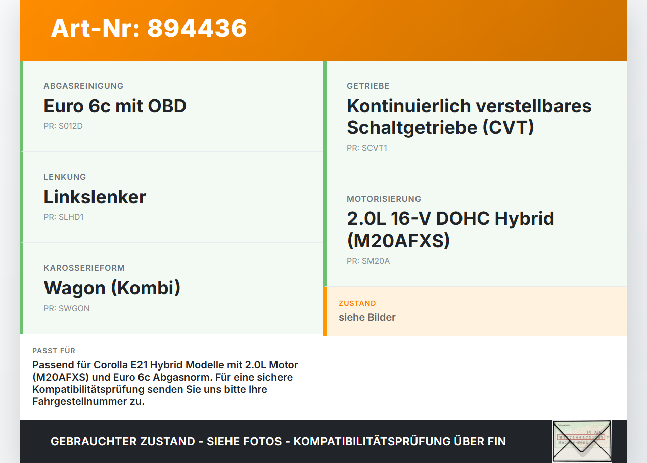 Toyota Corolla E21 18-23 Hybrid 2,0 135KW Ansaugrohr Ladeluftschlauch Luftschlauch Pos.1 Toyota Corolla E21 18-23... Vorschau 3
