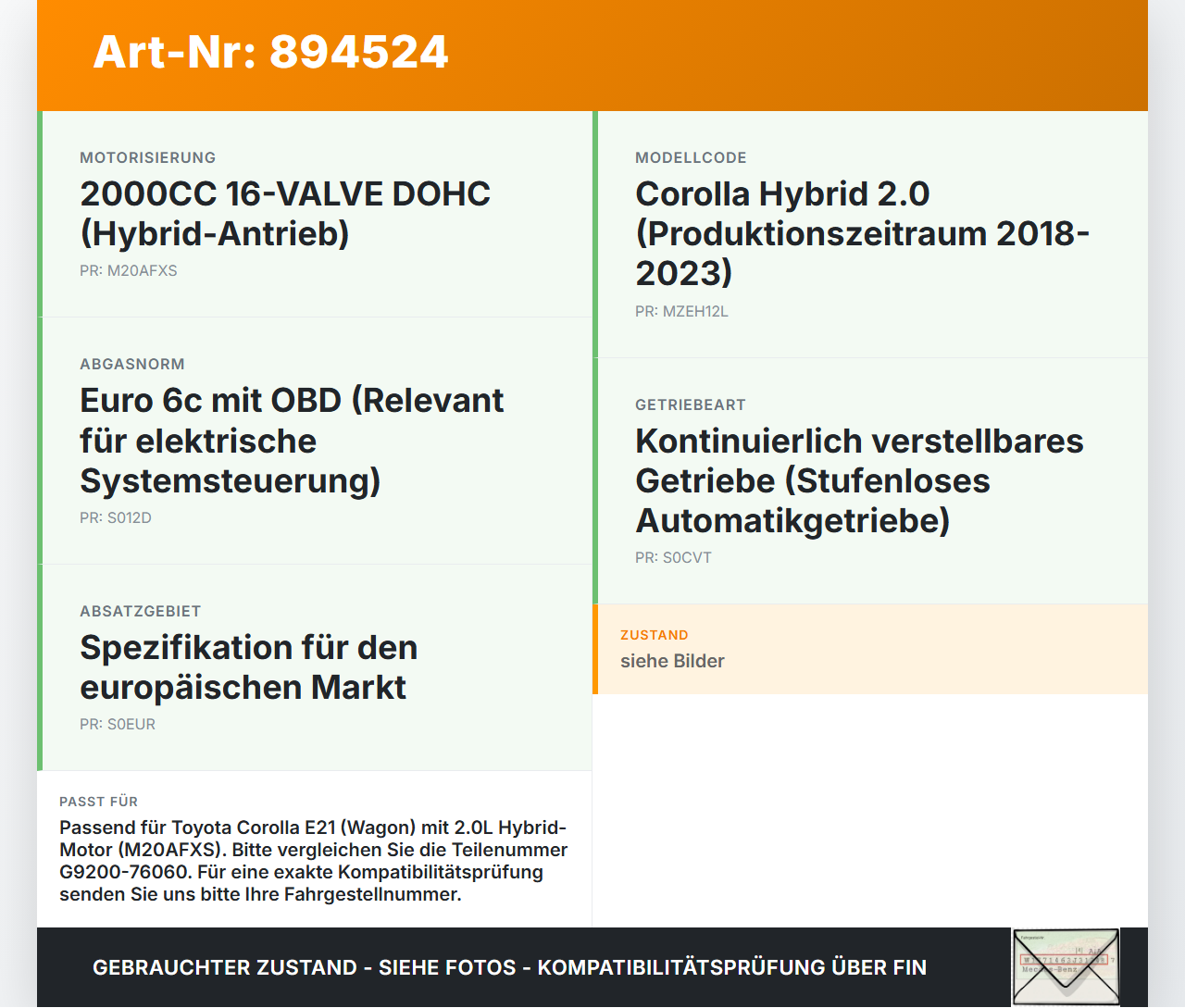 Toyota Corolla E21 18-23 Inverter Wechselrichter Ladestrom Ladegerät Charger Toyota Corolla E21 18-23 01.09.2019... Vorschau 3