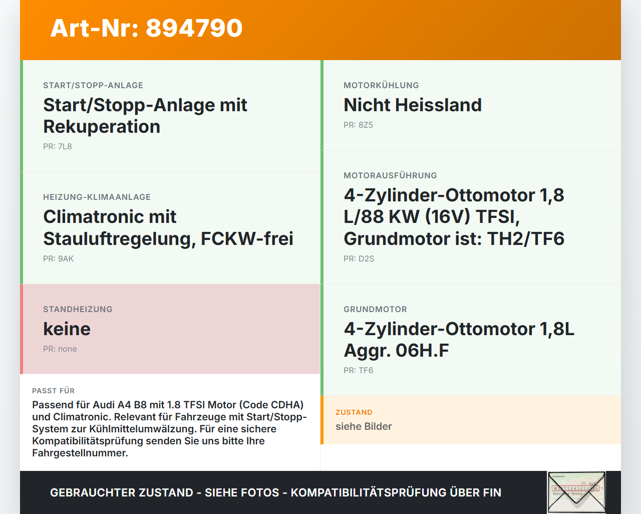Audi A4 8K B8 11-15 TFSI 1,8 88KW Umwelzpumpe Heizung Pumpe Audi A4 8K B8 11-15 14.03.2014 06D121601 8112005023... Vorschau 3