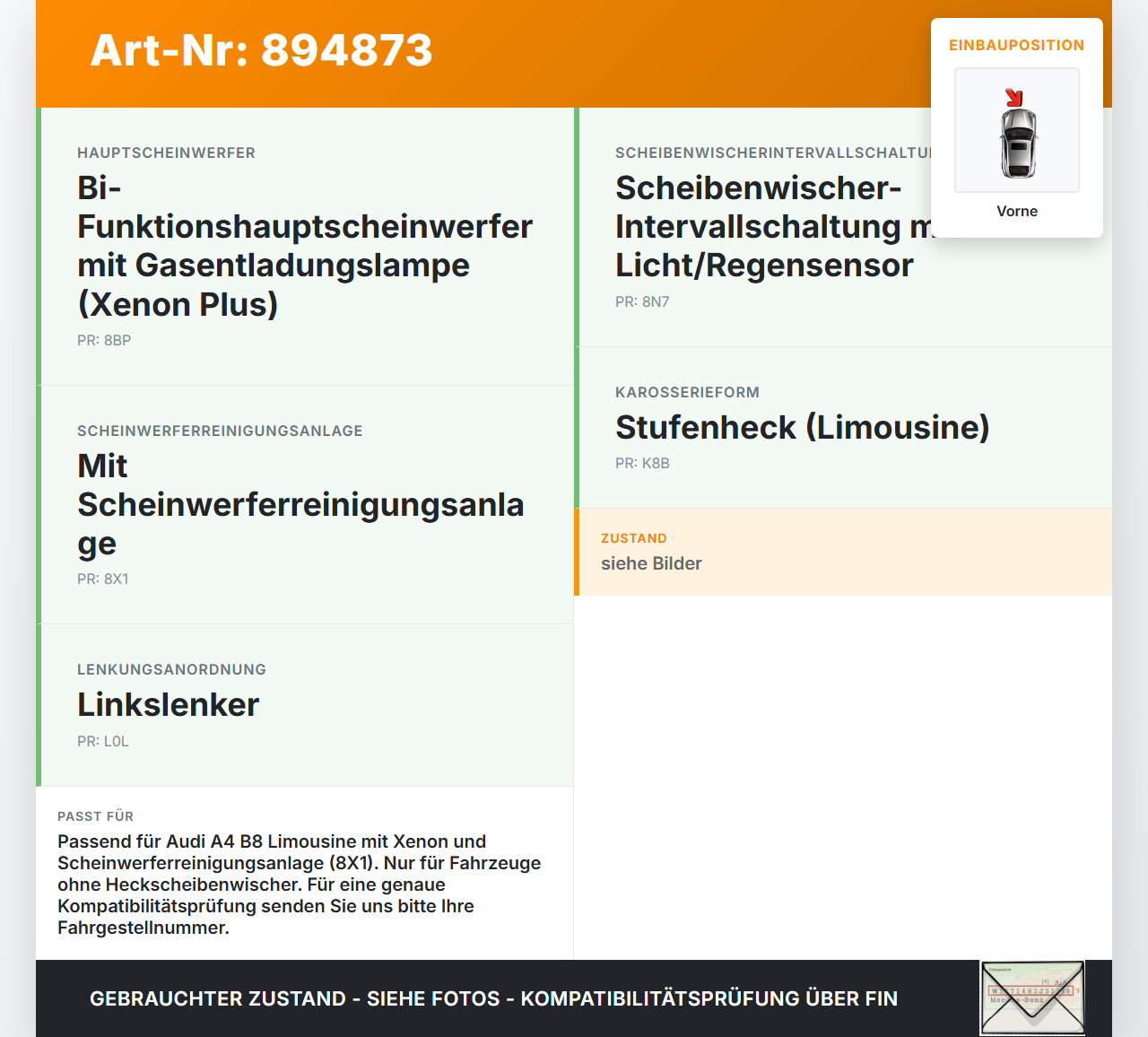 Audi A4 8K B8 11-15 Waschwasserpumpe Wischwasserpumpe Waschpumpe Vo. Audi A4 8K B8 11-15 14.03.2014 8K5955647 gebraucht Vorschau 3