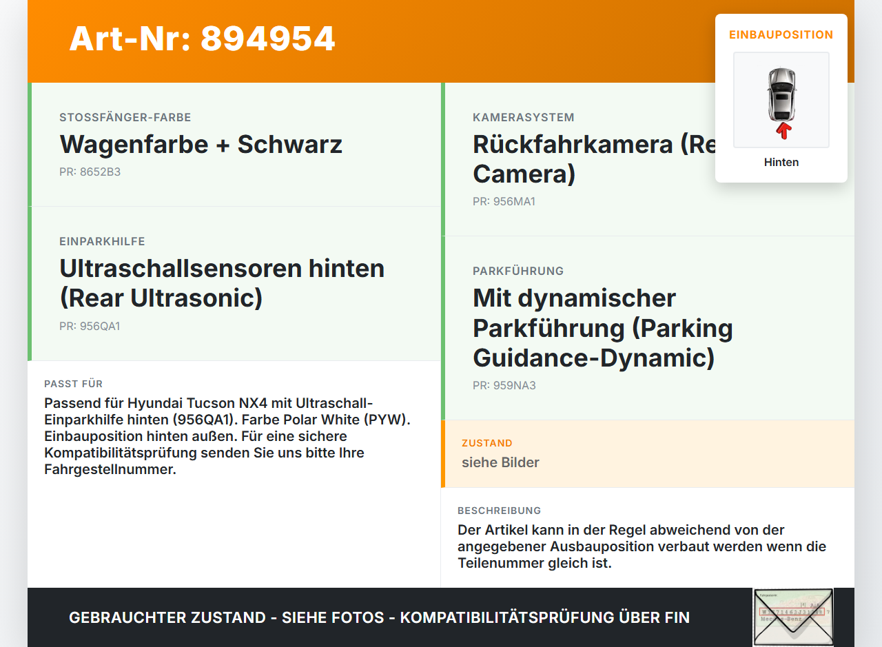 Hyundai Tucson IV NX4 20-24 Abstands Sensor Parksensor PDC Hinten Aussen PYW Hyundai Tucson IV NX4 20-24 17.12.2020... Vorschau 3