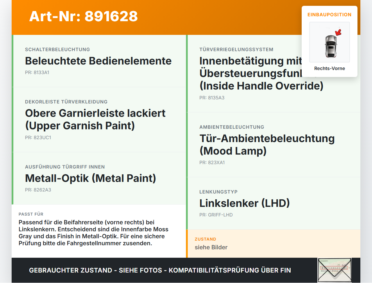 Hyundai Tucson IV NX4 20-23 Türgriff Griff Innen Rechts Vorne Hyundai Tucson IV NX4 20-23 31.08.2021 gebraucht Vorschau 3