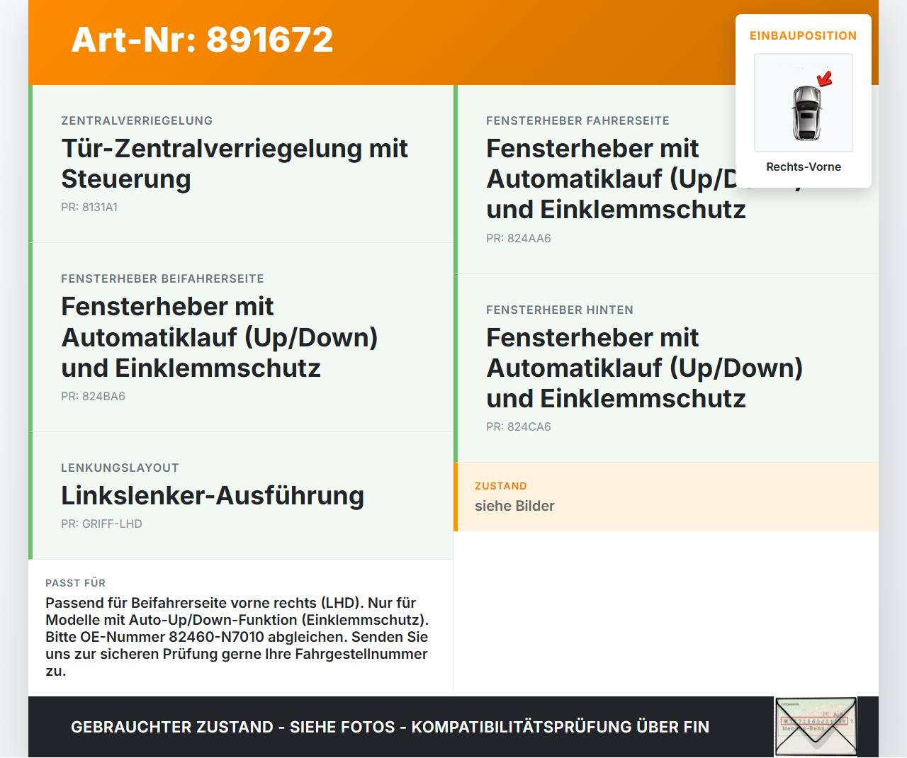 Hyundai Tucson IV NX4 20-23 Fensterhebermotor Fensterheber Rechts Vorne Hyundai Tucson IV NX4 20-23 31.08.2021... Vorschau 3