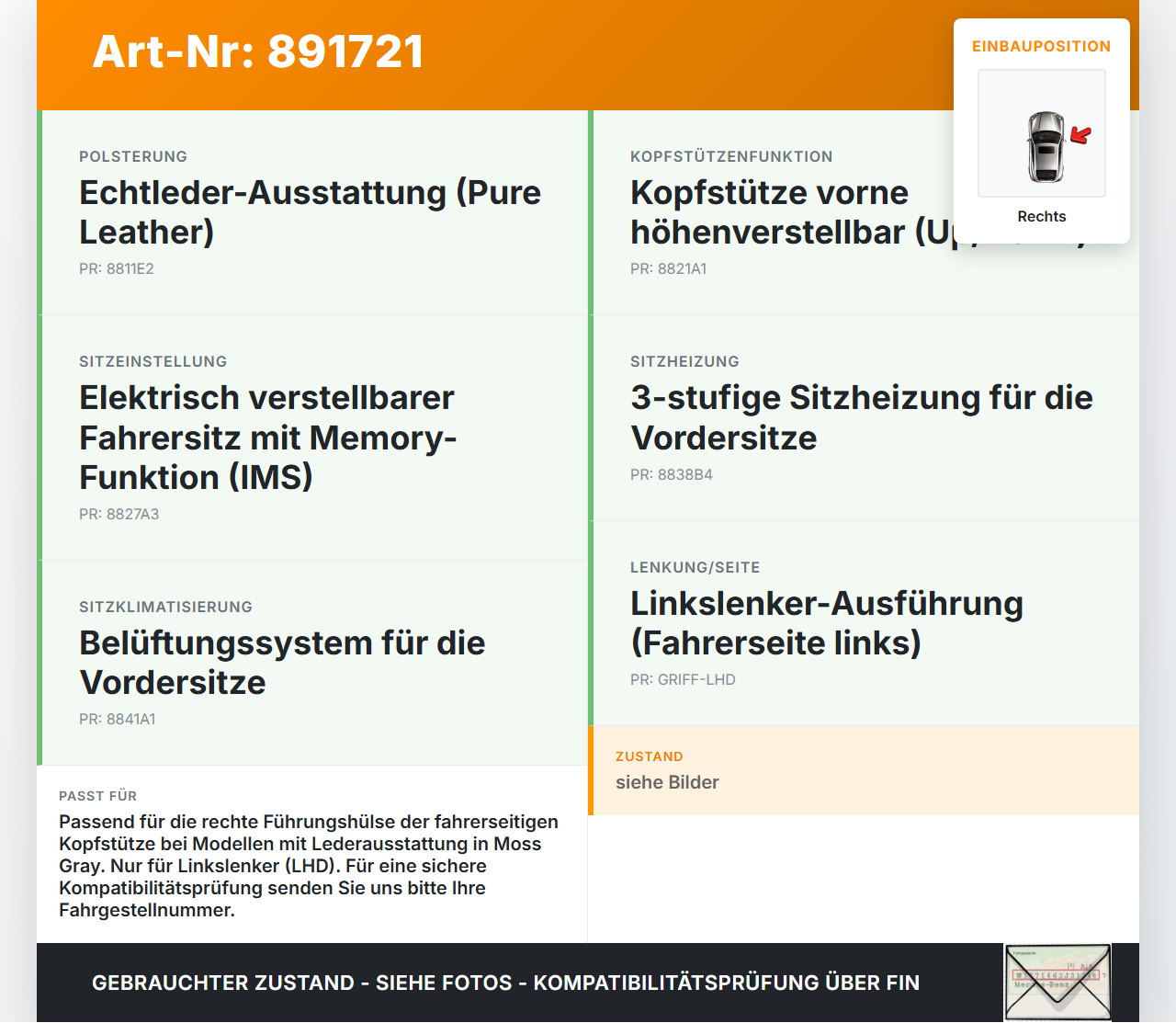 Hyundai Tucson IV NX4 20-23 Hybrid Hyb 1,6 132KW Schacht Führung für Kopfstütze Fahrer Rechts Hyundai Tucson IV NX4... Vorschau 3