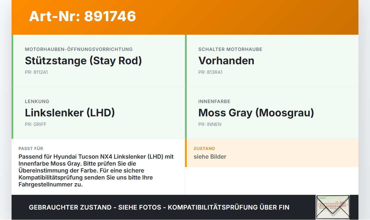 Hyundai Tucson IV NX4 20-23 Hebel Entriegelung für Motorhaube Hyundai Tucson IV NX4 20-23 31.08.2021 gebraucht Vorschau 3