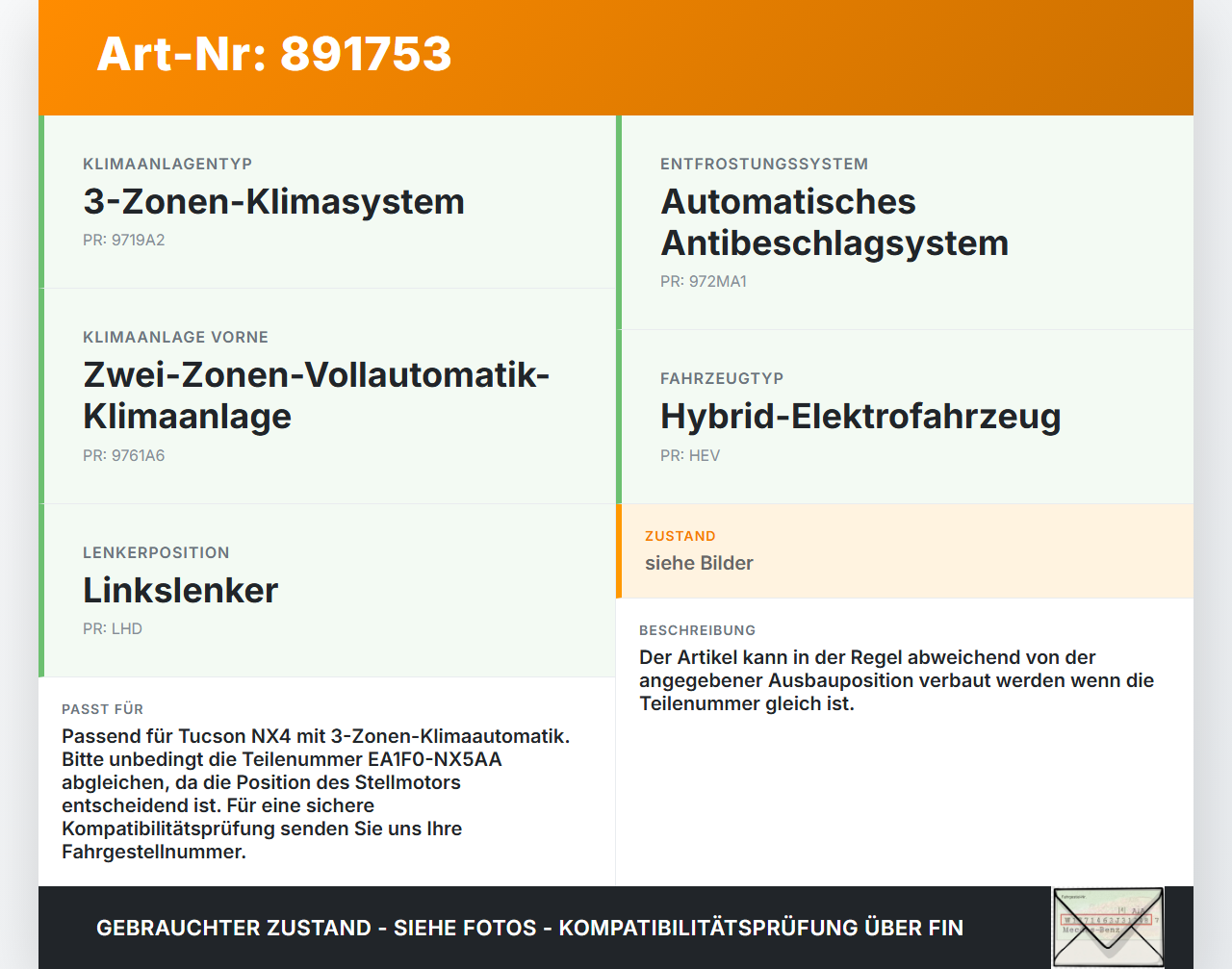 Hyundai Tucson IV NX4 20-23 Luftklappenstellmotor Stellmotor Pos.8 Hyundai Tucson IV NX4 20-23 31.08.2021... Vorschau 3