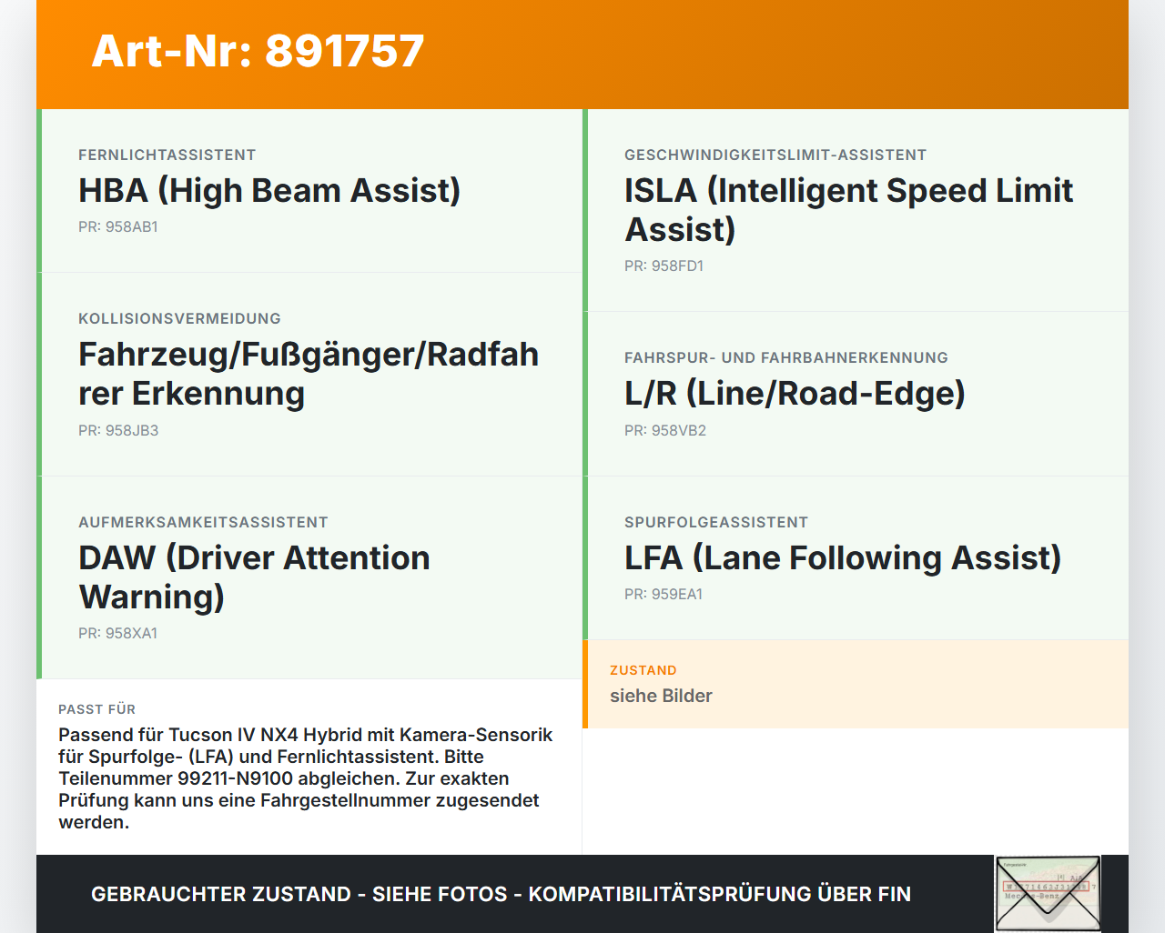 Hyundai Tucson IV NX4 20-23 Hybrid Hyb 1,6 132KW Kamera Frontkamera Sensor Spurassistent Hyundai Tucson IV NX4... Vorschau 3