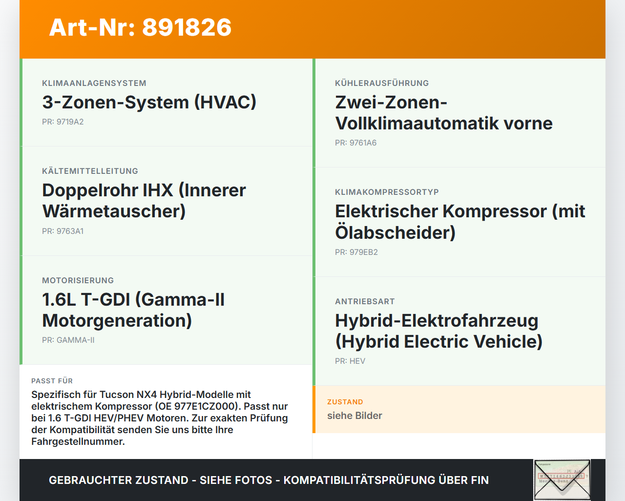 Hyundai Tucson IV NX4 20-23 Hybrid Hyb 1,6 132KW Klimakompressor Klima Kompressor Hyundai Tucson IV NX4 20-23... Vorschau 3