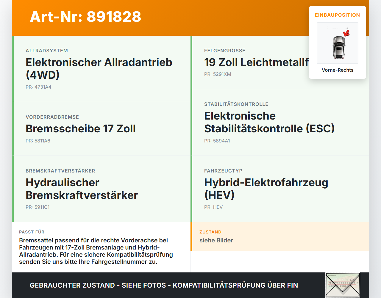 Hyundai Tucson IV NX4 20-23 Hybrid Hyb 1,6 132KW Bremssattel Bremszange Vorne Rechts Hyundai Tucson IV NX4 20-23... Vorschau 3