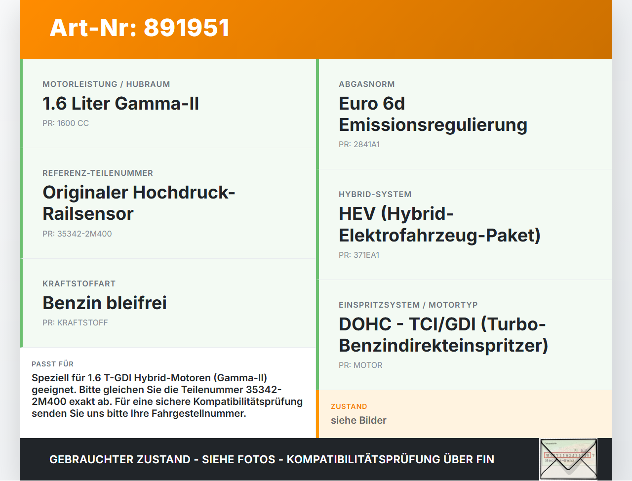 Hyundai Tucson IV NX4 20-23 Hybrid Hyb 1,6 132KW Railsensor Drucksensor Hyundai Tucson IV NX4 20-23 31.08.2021... Vorschau 3