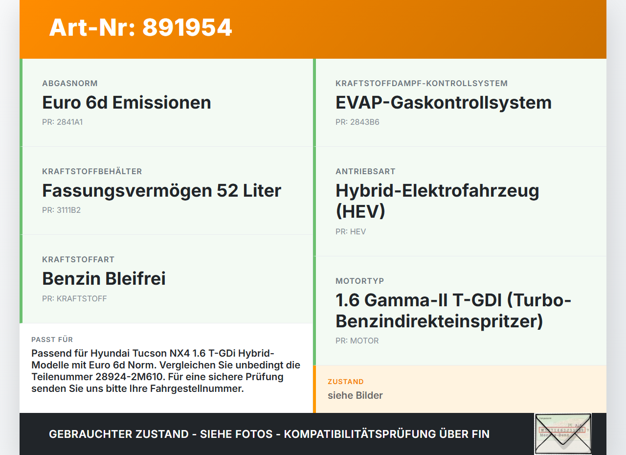 Hyundai Tucson IV NX4 20-23 Hybrid Hyb 1,6 132KW Sensor Kraftstoffdrucksensor Hyundai Tucson IV NX4 20-23... Vorschau 3