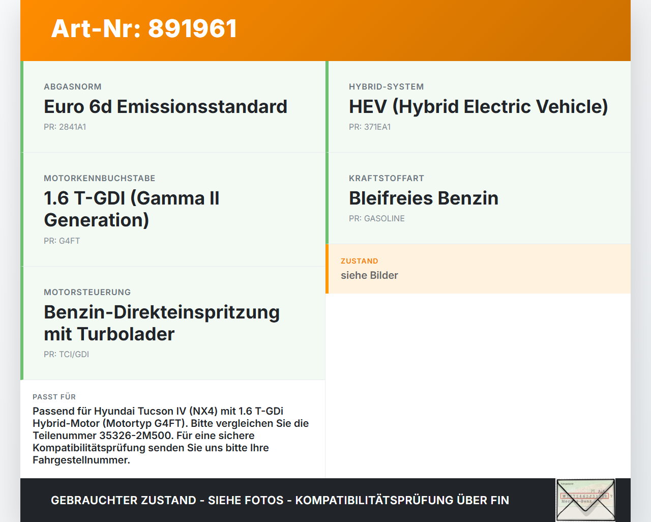 Hyundai Tucson IV NX4 20-23 Hybrid Hyb 1,6 132KW Einspritzpumpe Hochdruckpumpe Hyundai Tucson IV NX4 20-23... Vorschau 3