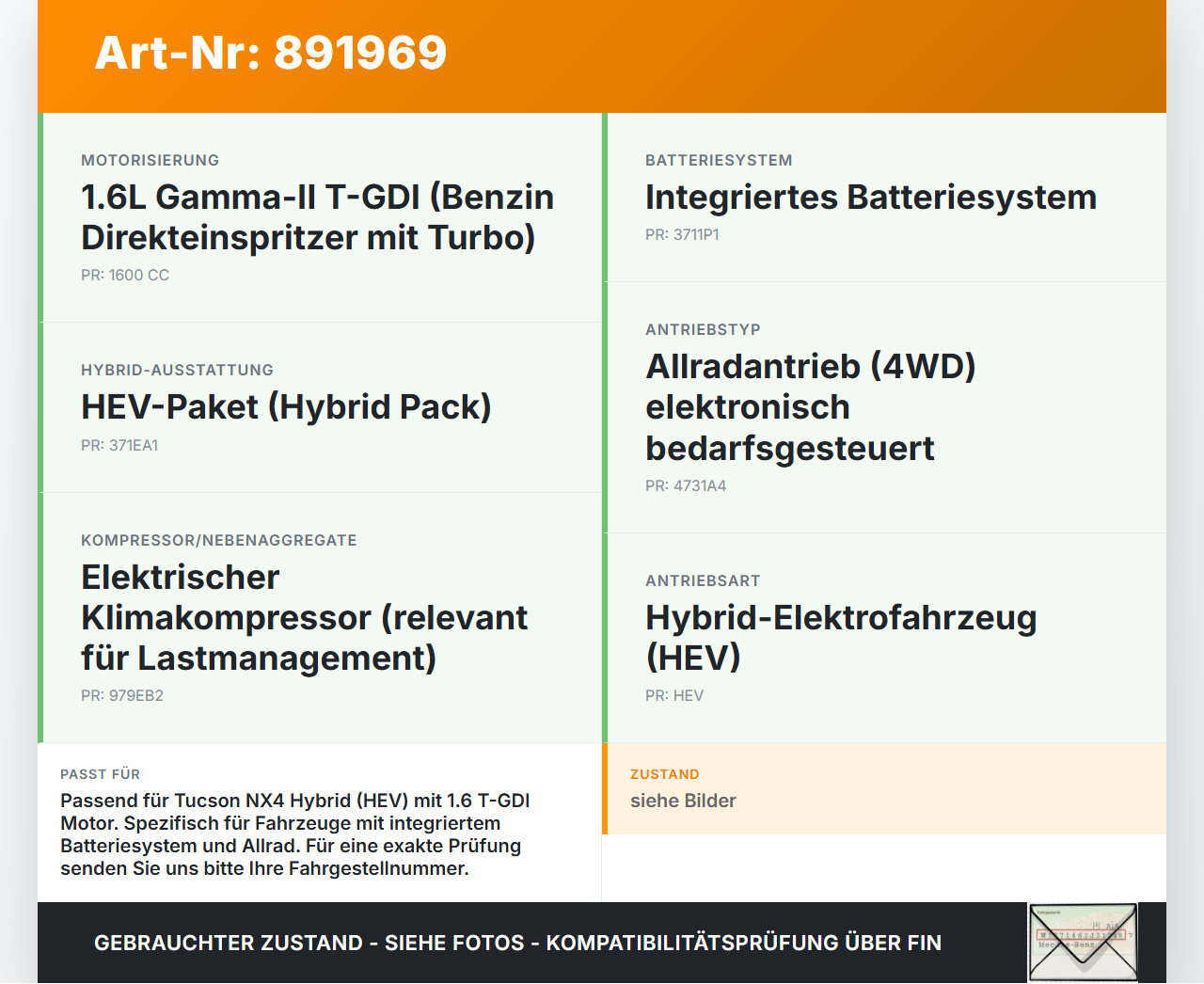 Hyundai Tucson IV NX4 20-23 Hybrid Hyb 1,6 132KW Lichtmaschine Generator Hyundai Tucson IV NX4 20-23 31.08.2021... Vorschau 3