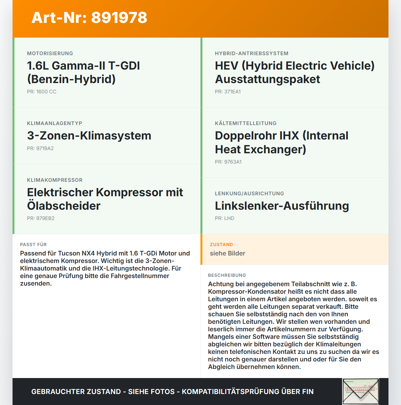 Hyundai Tucson IV NX4 20-23 Hybrid Hyb 1,6 132KW Klimaschlauch Klimaleitung Hyundai Tucson IV NX4 20-23 31.08.2021... Vorschau 3