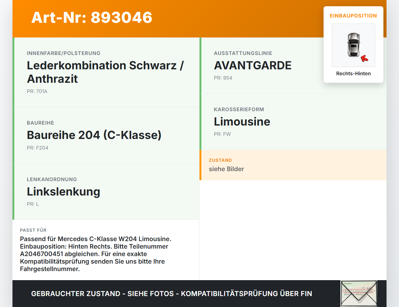 Mercedes W204 07-11 Lim Fensterheberschalter Schalter Rechts Hinten Mercedes W204 07-11 26.10.2007 A2046700451... Vorschau 3