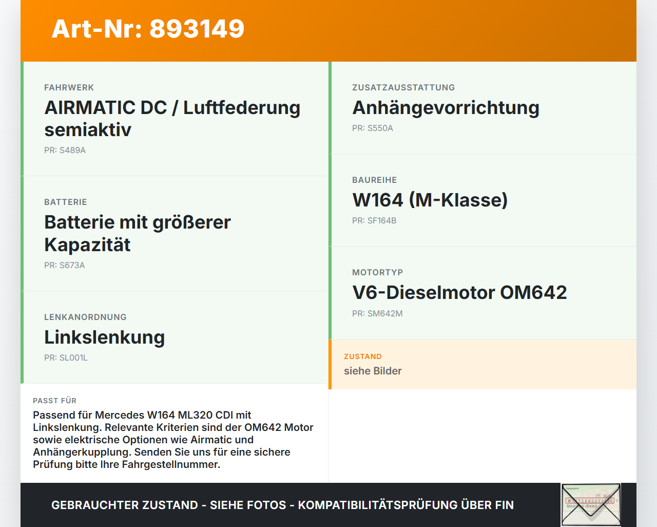 Mercedes W164 ML320 08-11 CDI 3,0 165KW Sicherungskasten Spannungsverteiler Mercedes W164 ML320 08-11 23.05.2008... Vorschau 3