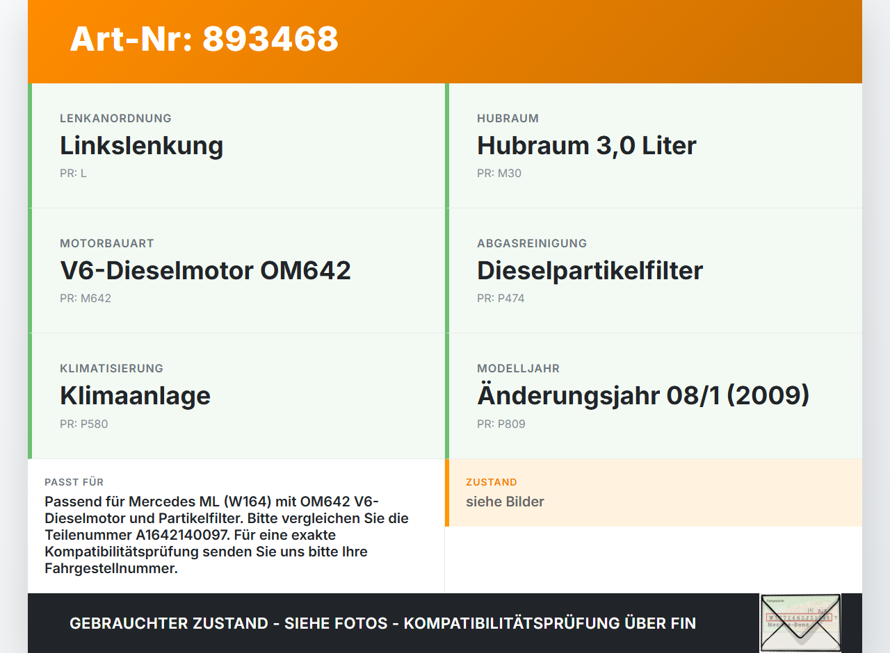 Mercedes W164 ML320 08-11 CDI 3,0 165KW Abgaskühlung Wärmetauscher Mercedes W164 ML320 08-11 23.05.2008 16421400975... Vorschau 3
