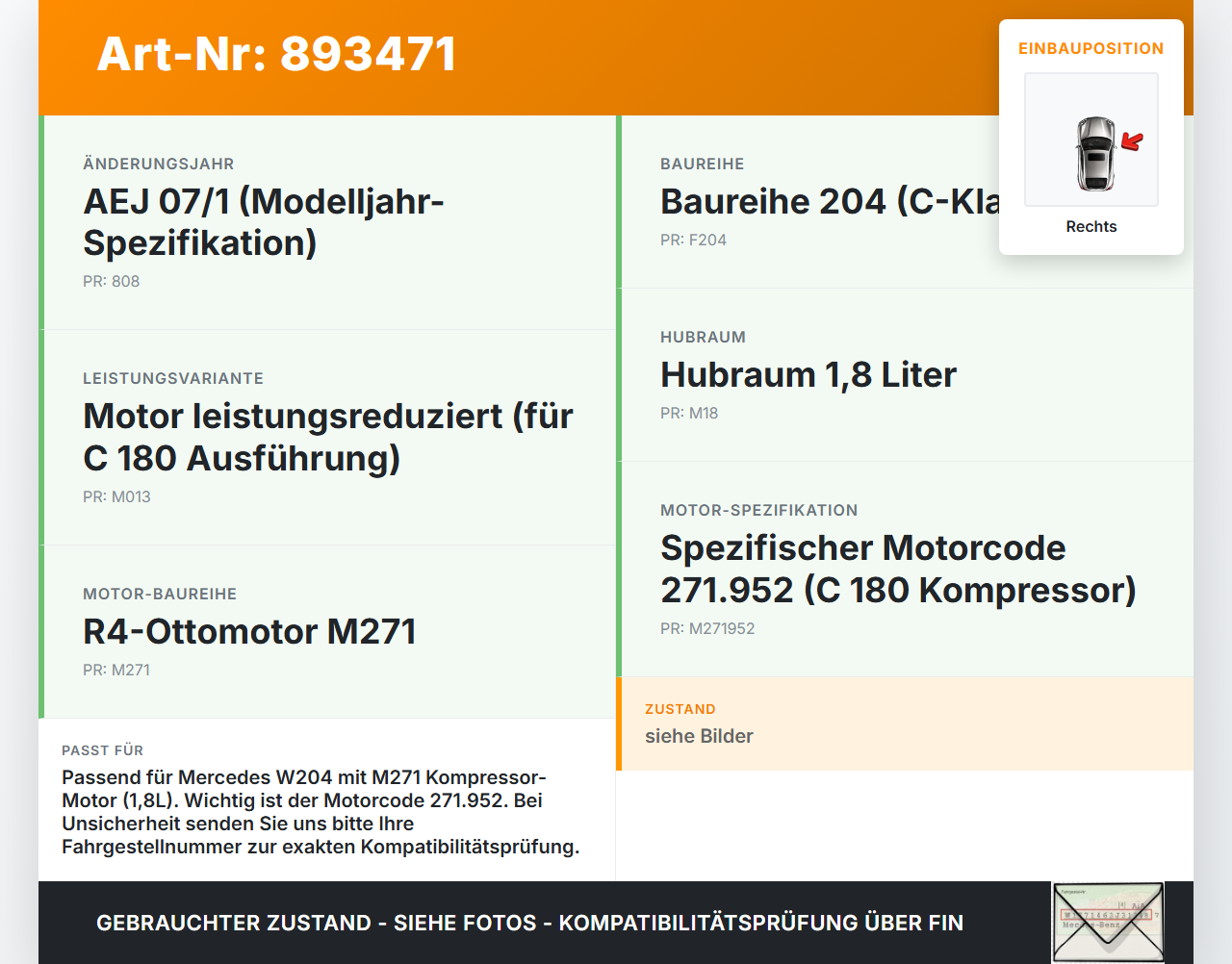 Mercedes W204 07-11 1,8 115KW 271952 Ansaugbrücke Ansaugkrümmer Drallklappen Rechts Mercedes W204 07-11 26.10.2007... Vorschau 3