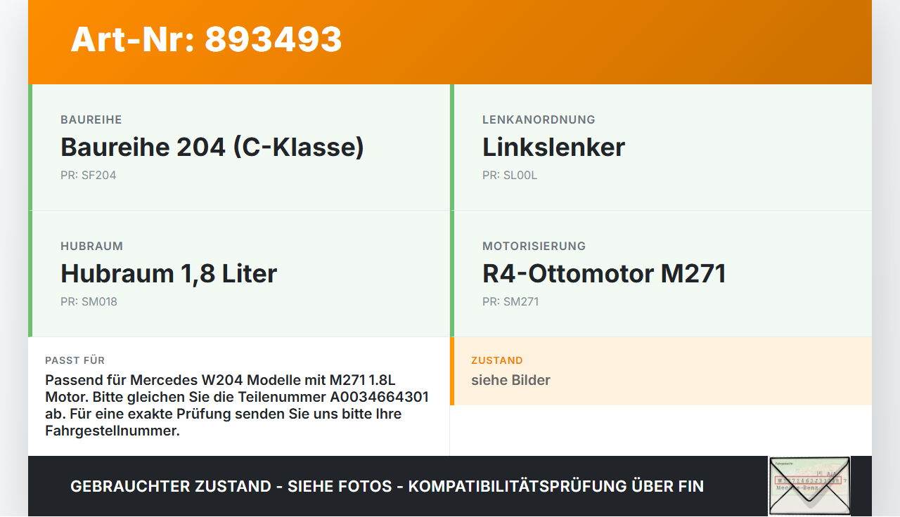 Mercedes W204 07-11 1,8 115KW Servopumpe Hydraulikpumpe für Lenkung Mercedes W204 07-11 26.10.2007 A0034664301... Vorschau 3
