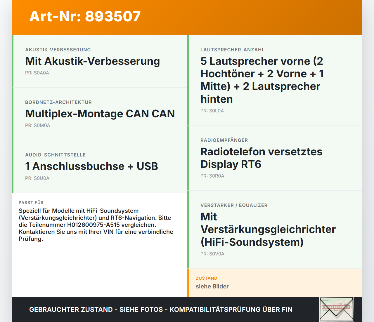Citroen DS3 10-16 Verstärker Endstufe für Soundsystem Citroen DS3 10-16 02.08.2012 H012600975-A515 gebraucht Vorschau 3