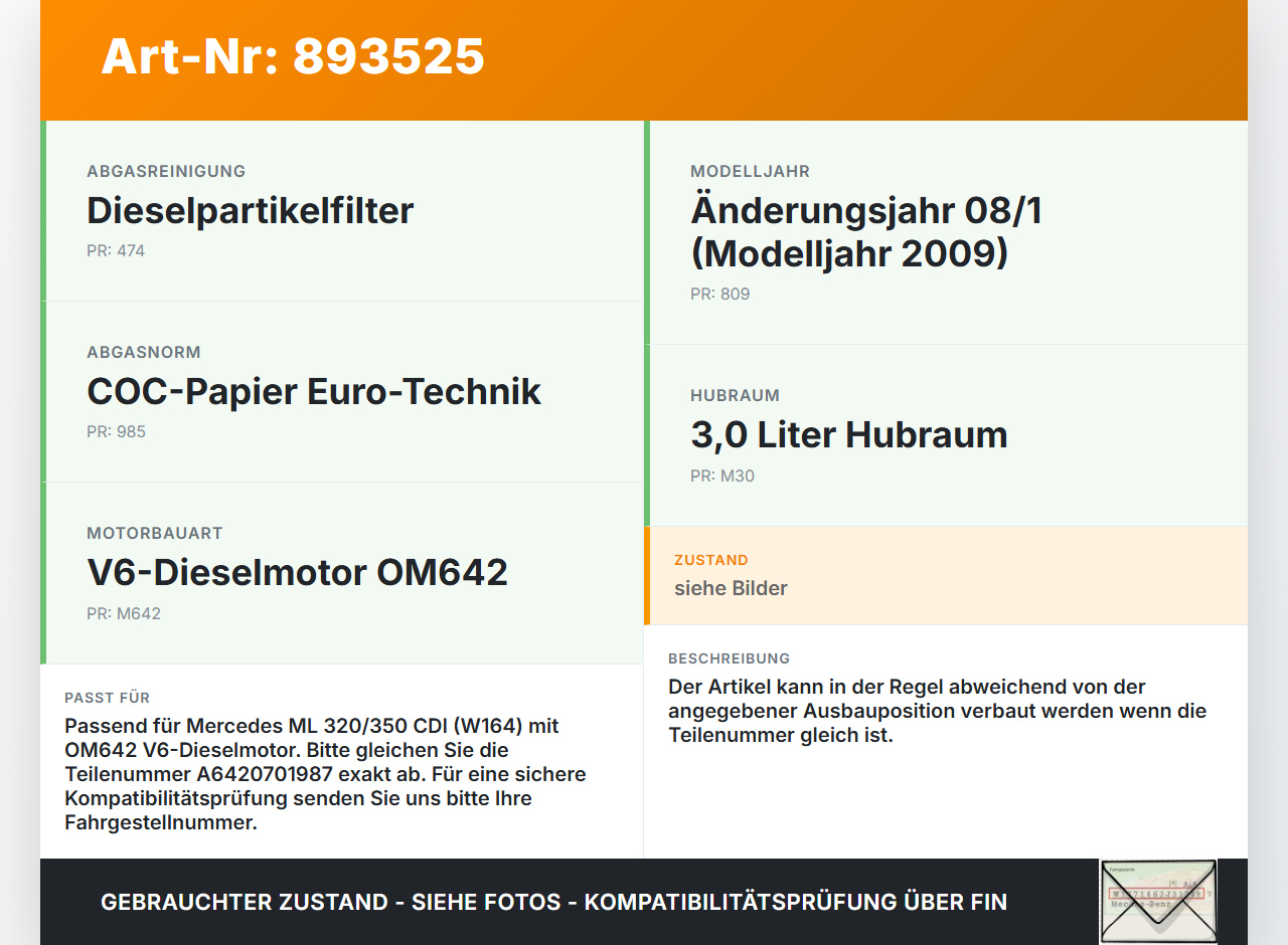 Mercedes W164 ML320 08-11 CDI 3,0 165KW Injektor Einspritzdüse Zyl.2 Mercedes W164 ML320 08-11 23.05.2008... Vorschau 3