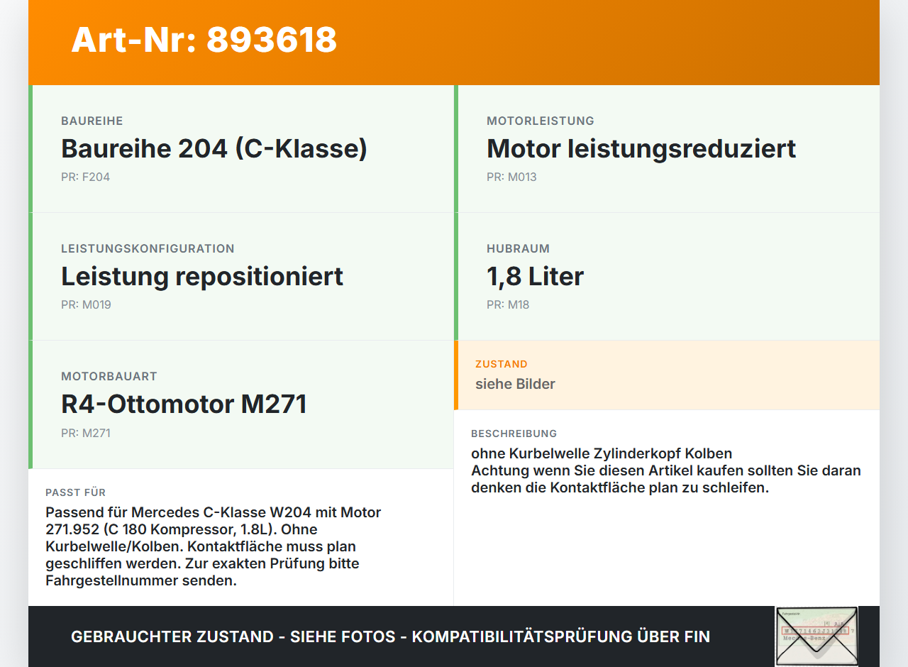 Mercedes W204 07-11 1,8 115KW 271952 Motorblock für Motor Mercedes W204 07-11 26.10.2007 A2710101205 gebraucht Vorschau 3