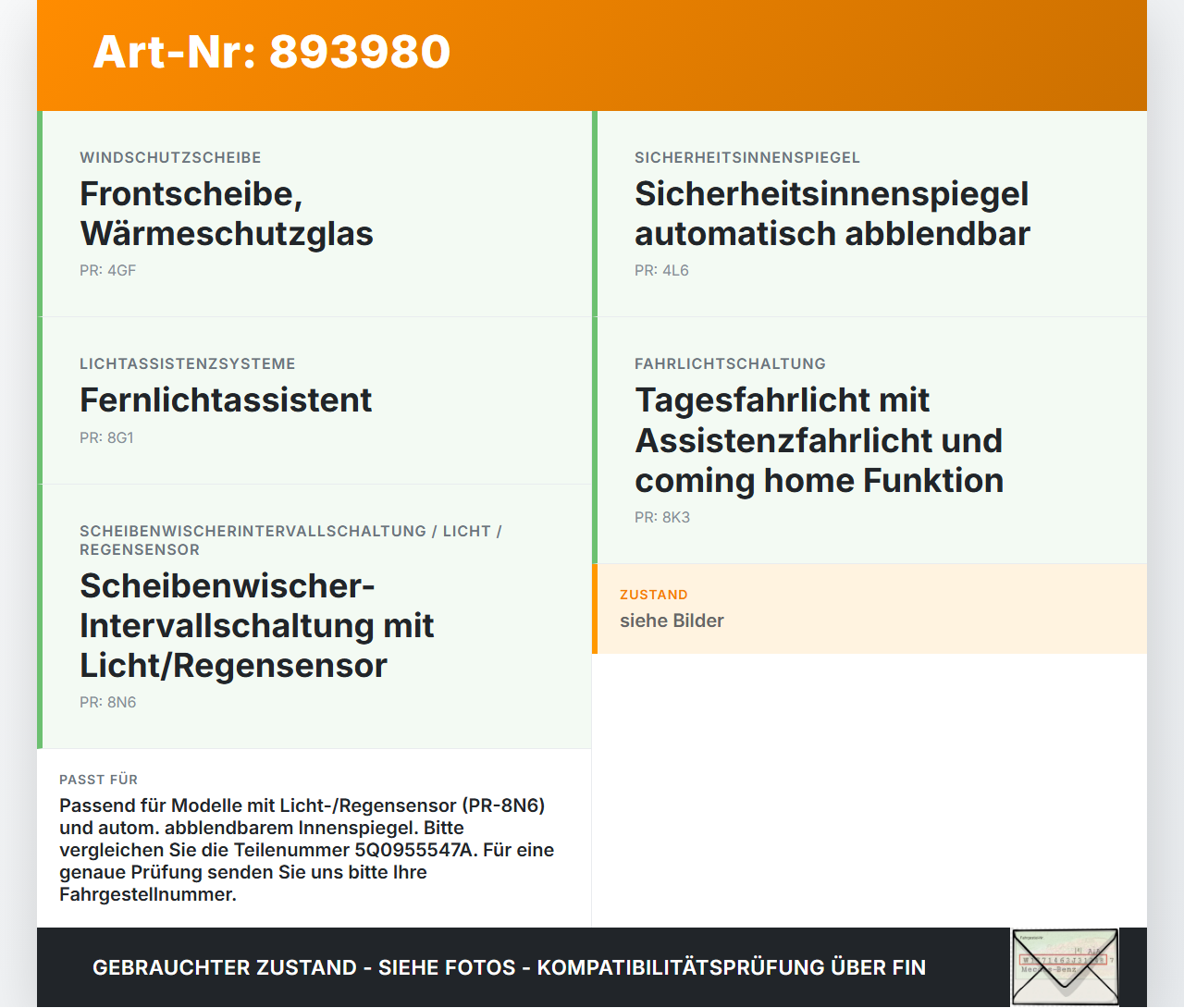 Skoda Octavia III 5E 12-17 Regensensor Skoda Octavia III 5E 12-17 15.01.2016 5Q0955547A gebraucht Vorschau 3