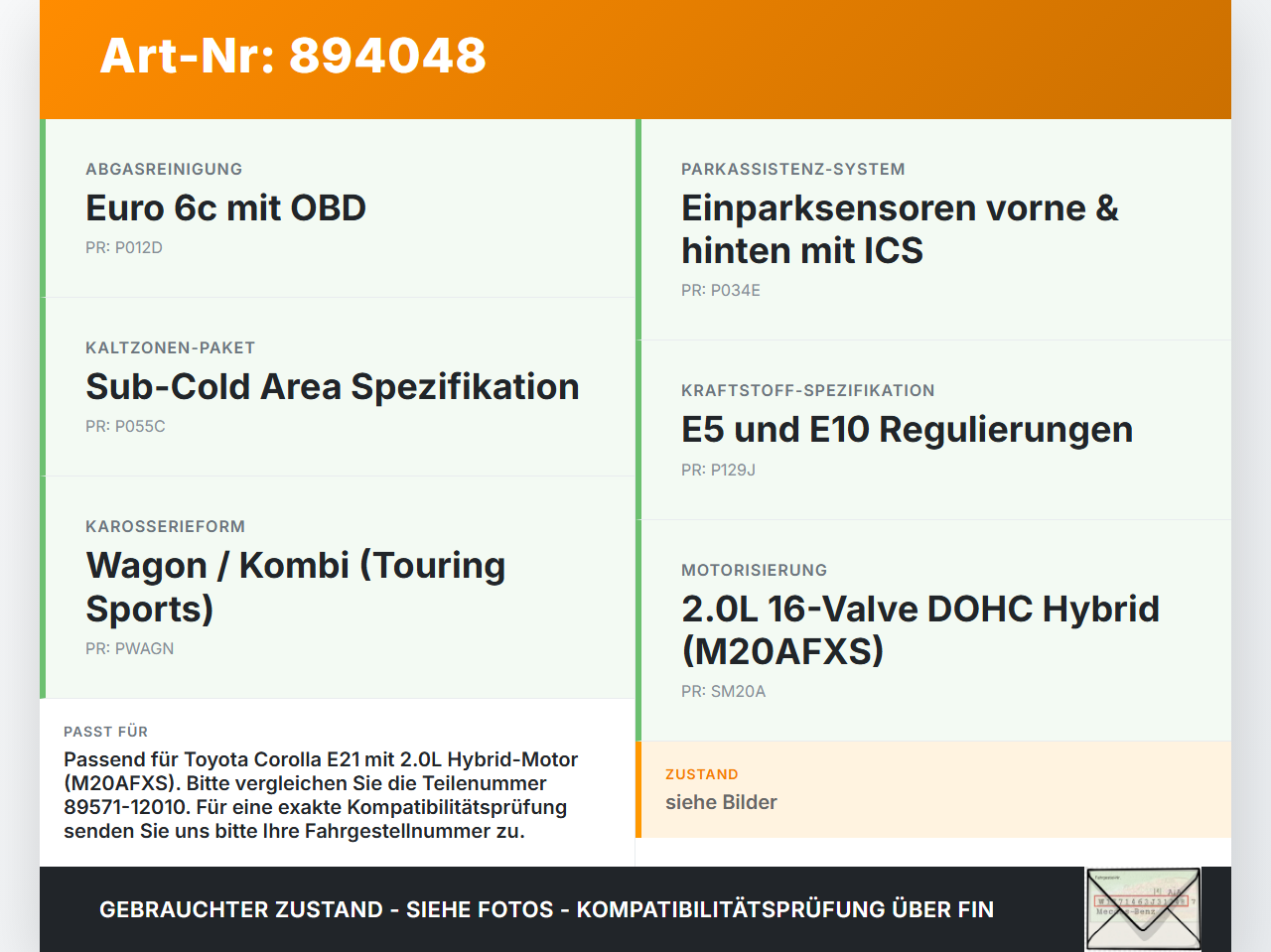 Toyota Corolla E21 18-23 Steuergerät ECU Modul für Kraftstoffpumpe Toyota Corolla E21 18-23 01.09.2019 8957112010... Vorschau 3