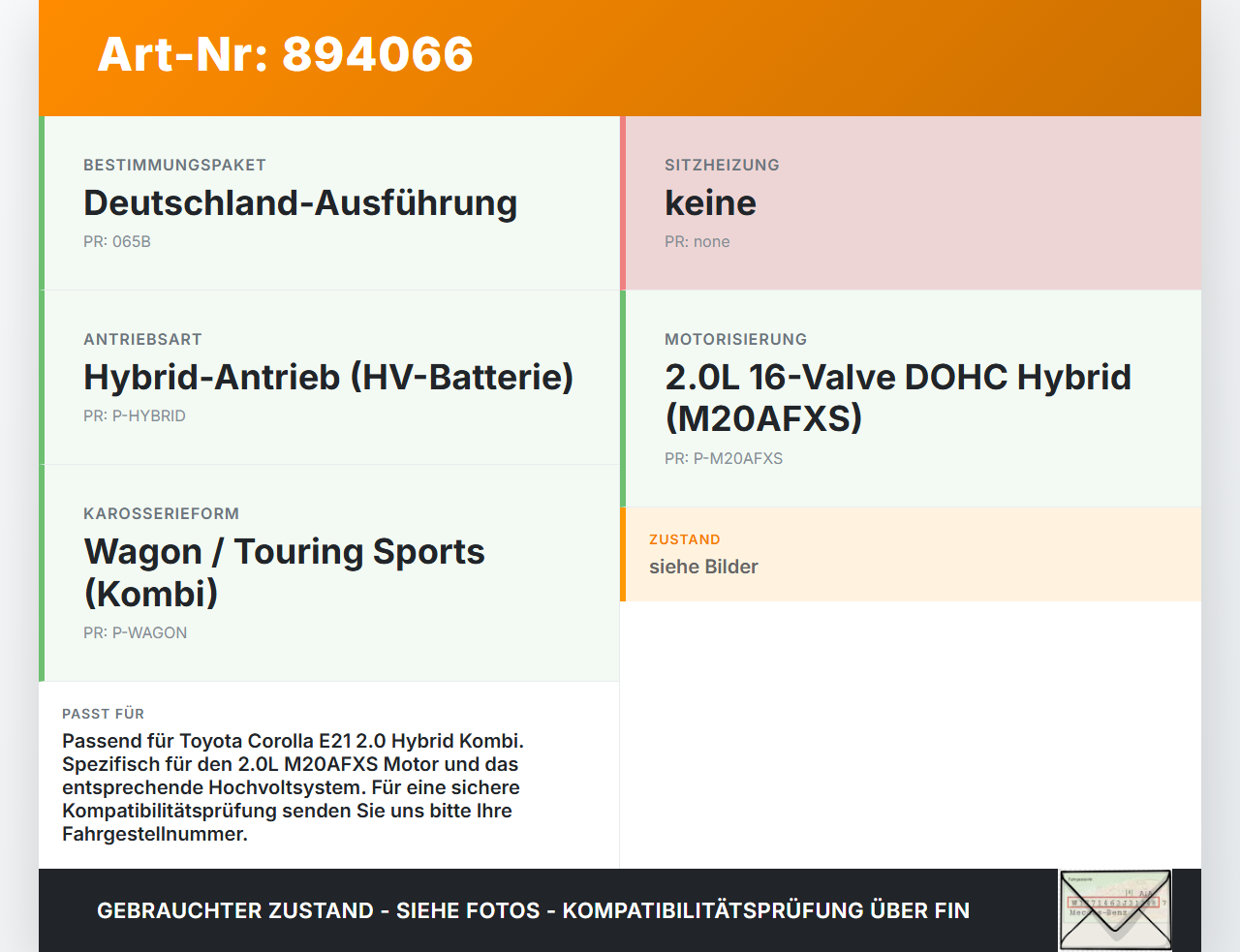 Toyota Corolla E21 18-23 Hybrid 2,0 135KW Sicherungen Notentriegelung für Hochvoltbatterie Toyota Corolla E21 18-23... Vorschau 3