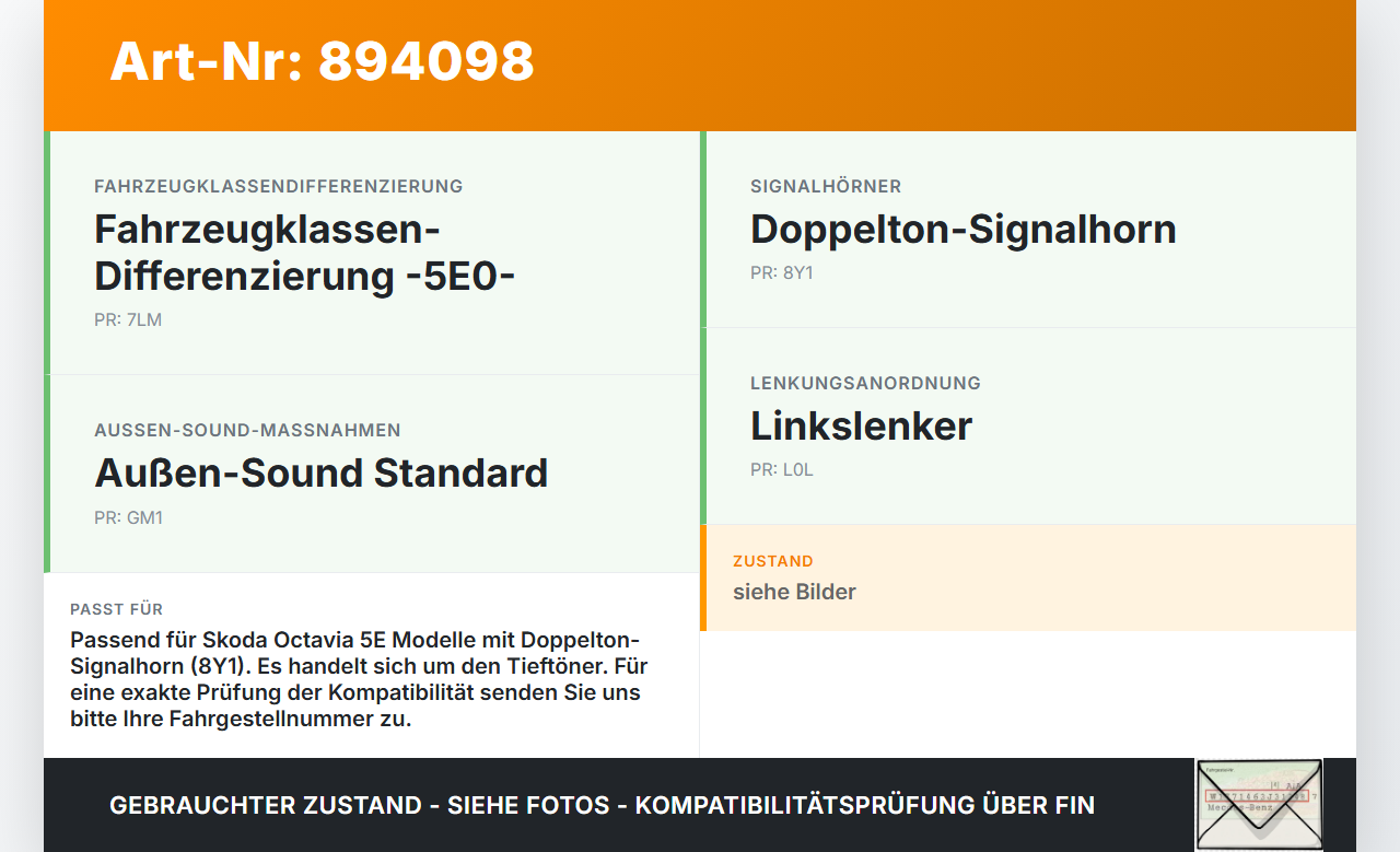 Skoda Octavia III 5E 12-17 Hupe Signalhorn Tieftöner Skoda Octavia III 5E 12-17 15.01.2016 5Q0951221A 046522002... Vorschau 3