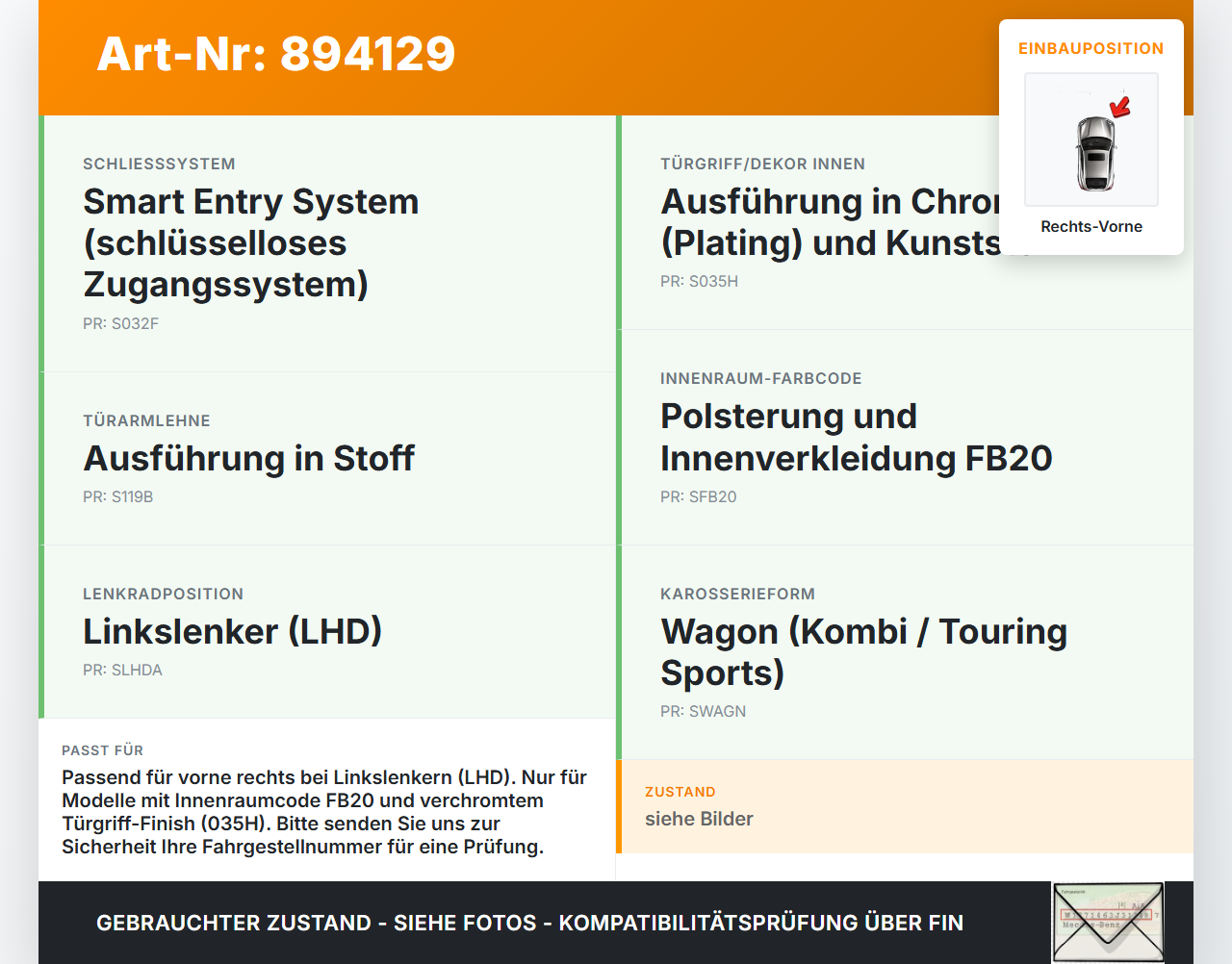 Toyota Corolla E21 18-23 Kombi Türgriff Griffmuschel Griff Innen Rechts Vorne Toyota Corolla E21 18-23 01.09.2019... Vorschau 3