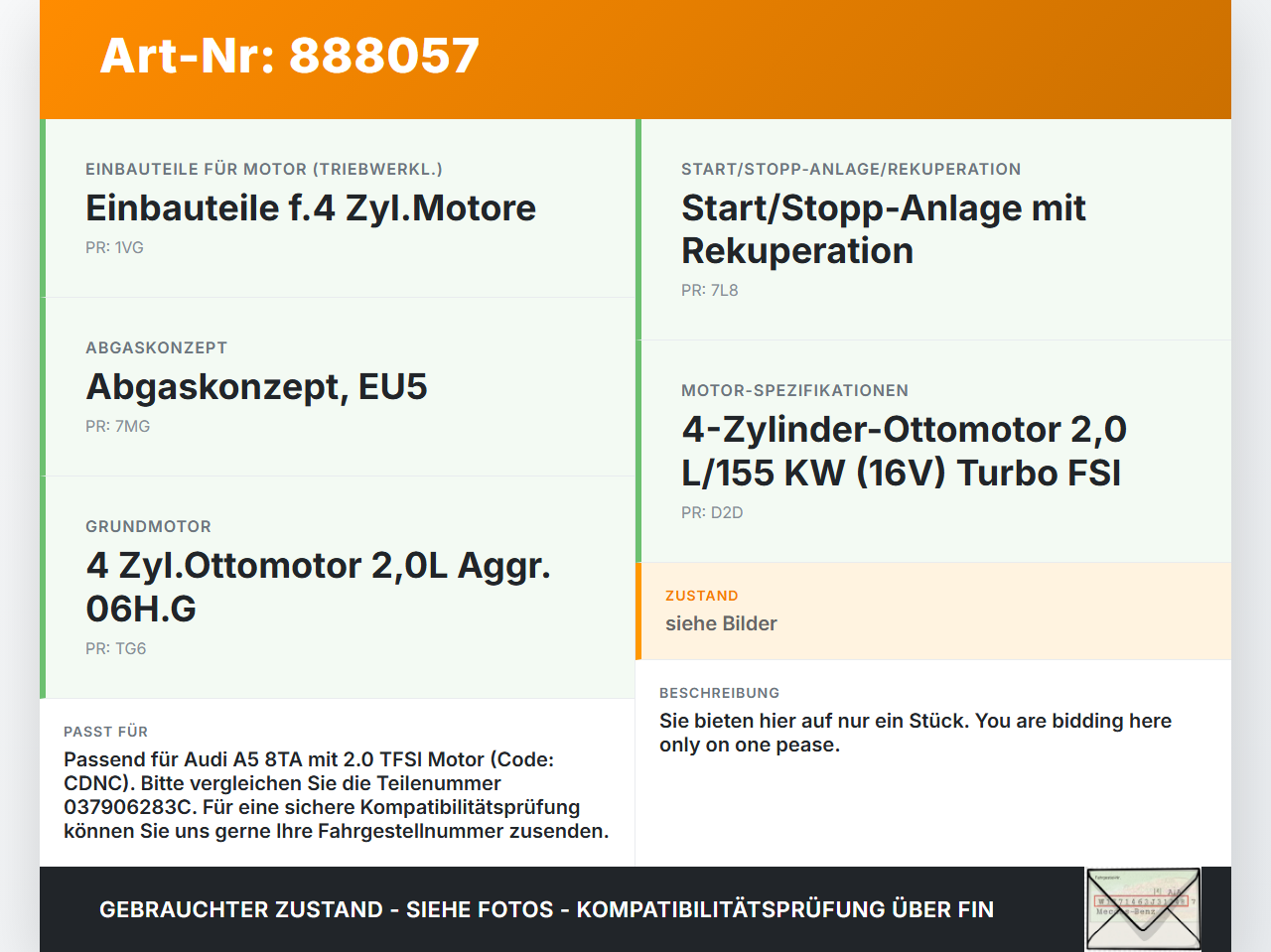 Audi A5 8TA 07-11 TFSI 2,0 155KW Pierburg Druckwandler Magnetventil Audi A5 8TA 07-11 06.01.2010 037906283C... Vorschau 3
