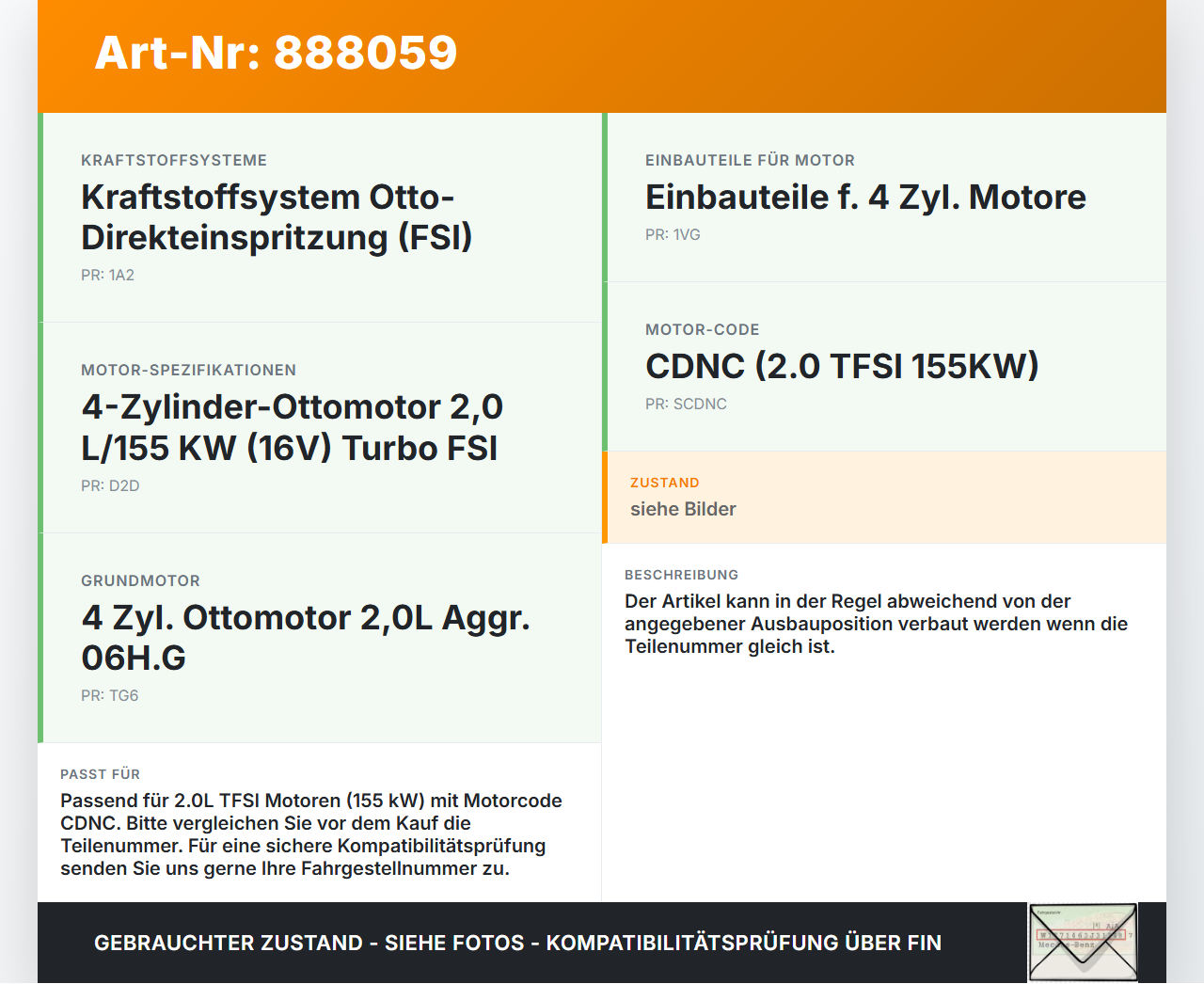 Audi A5 8TA 07-11 TFSI 2,0 155KW Zündspule Zyl.1 Audi A5 8TA 07-11 06.01.2010 U5015 gebraucht Vorschau 3