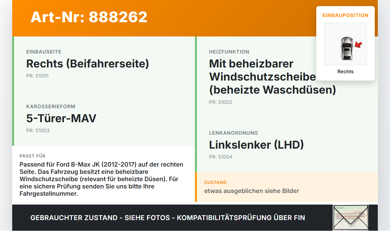 Ford B-Max JK 12-17 Waschdüse für Windschutzscheibe WS Rechts Ford B-Max JK 12-17 11.02.2014 gebraucht Vorschau 3