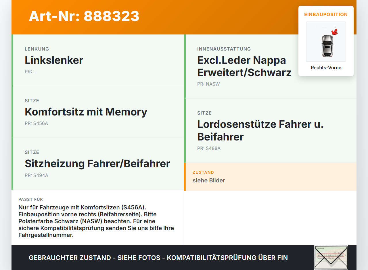 BMW F11 530dx 10-14 Sitzverstellung Schalter Memory Rechts Vorne BMW F11 530dx 10-14 09.06.2011 9215808 28227070... Vorschau 3