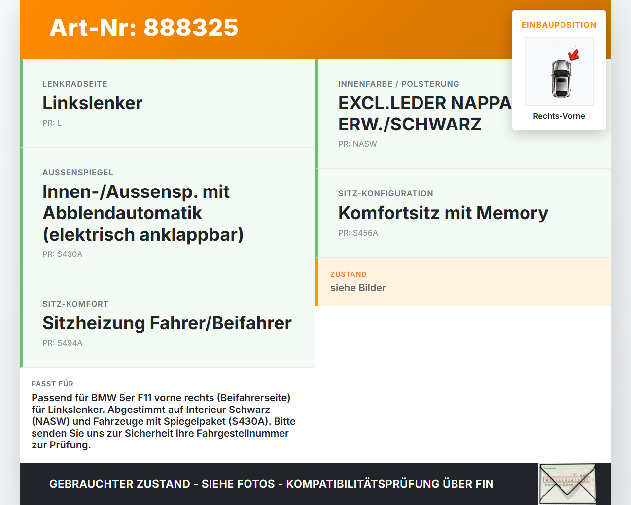 BMW F11 530dx 10-14 Kombi Fensterheberschalter Schalter Rechts Vorne BMW F11 530dx 10-14 09.06.2011 9163527... Vorschau 3