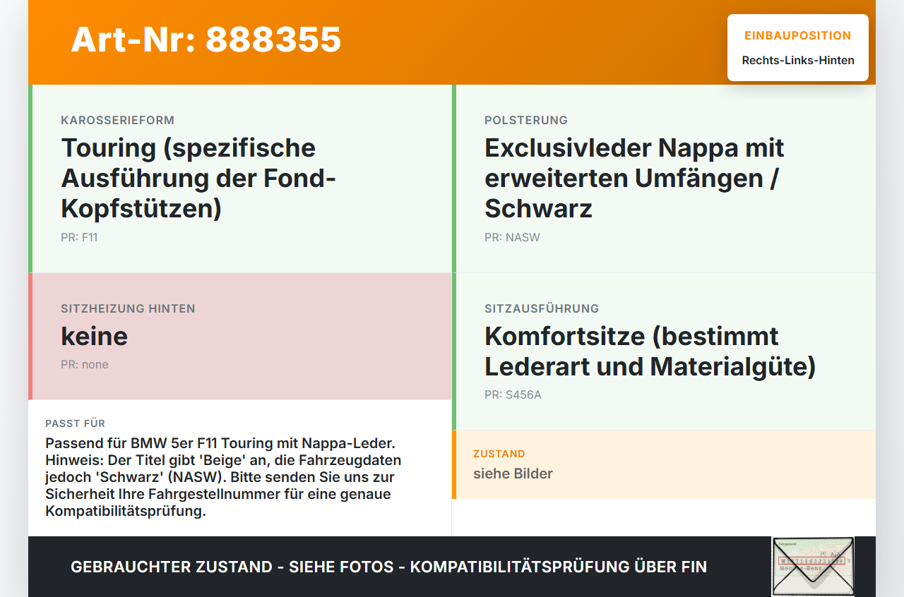 BMW F11 530dx 10-14 Kopfstütze Rechts oder Links Hinten Beige BMW F11 530dx 10-14 09.06.2011 gebraucht Vorschau 3