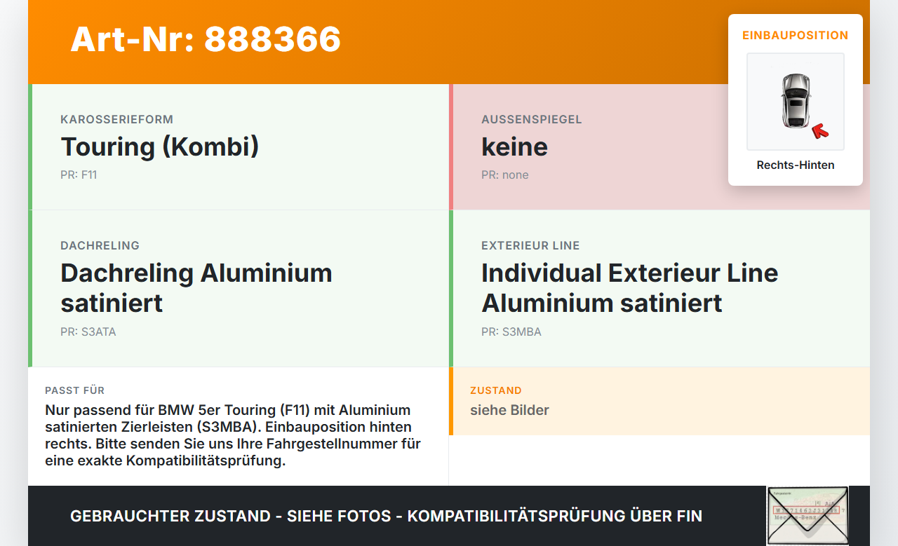 BMW F11 530dx 10-14 Kombi Leiste für Tür Scheibendichtung Rechts Hinten BMW F11 530dx 10-14 09.06.2011 7392186... Vorschau 3