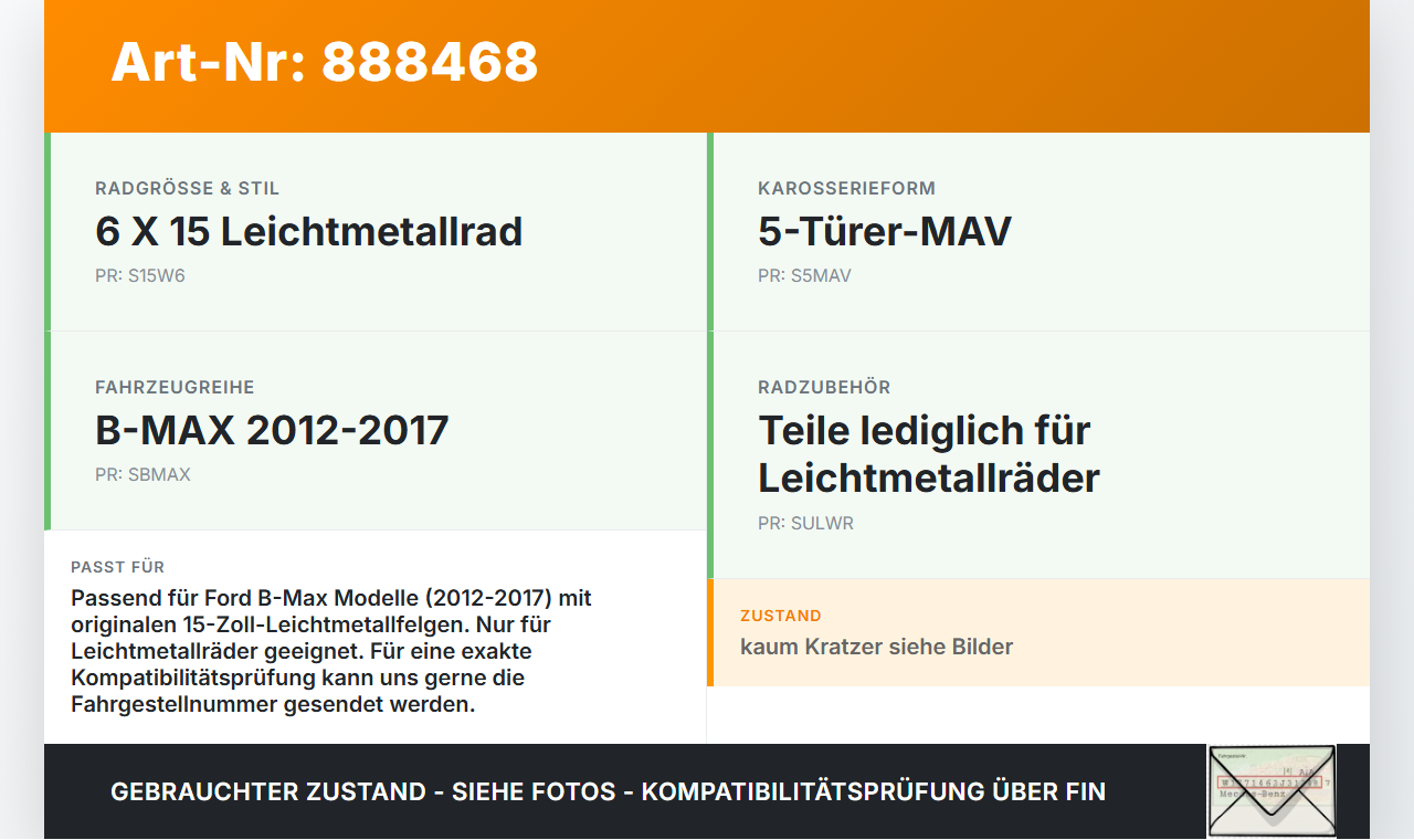 Ford B-Max JK 12-17 Radnabenabdeckung Rad Nabenabdeckung Nabenblende Ford B-Max JK 12-17 11.02.2014 6M21-1003-AA... Vorschau 3