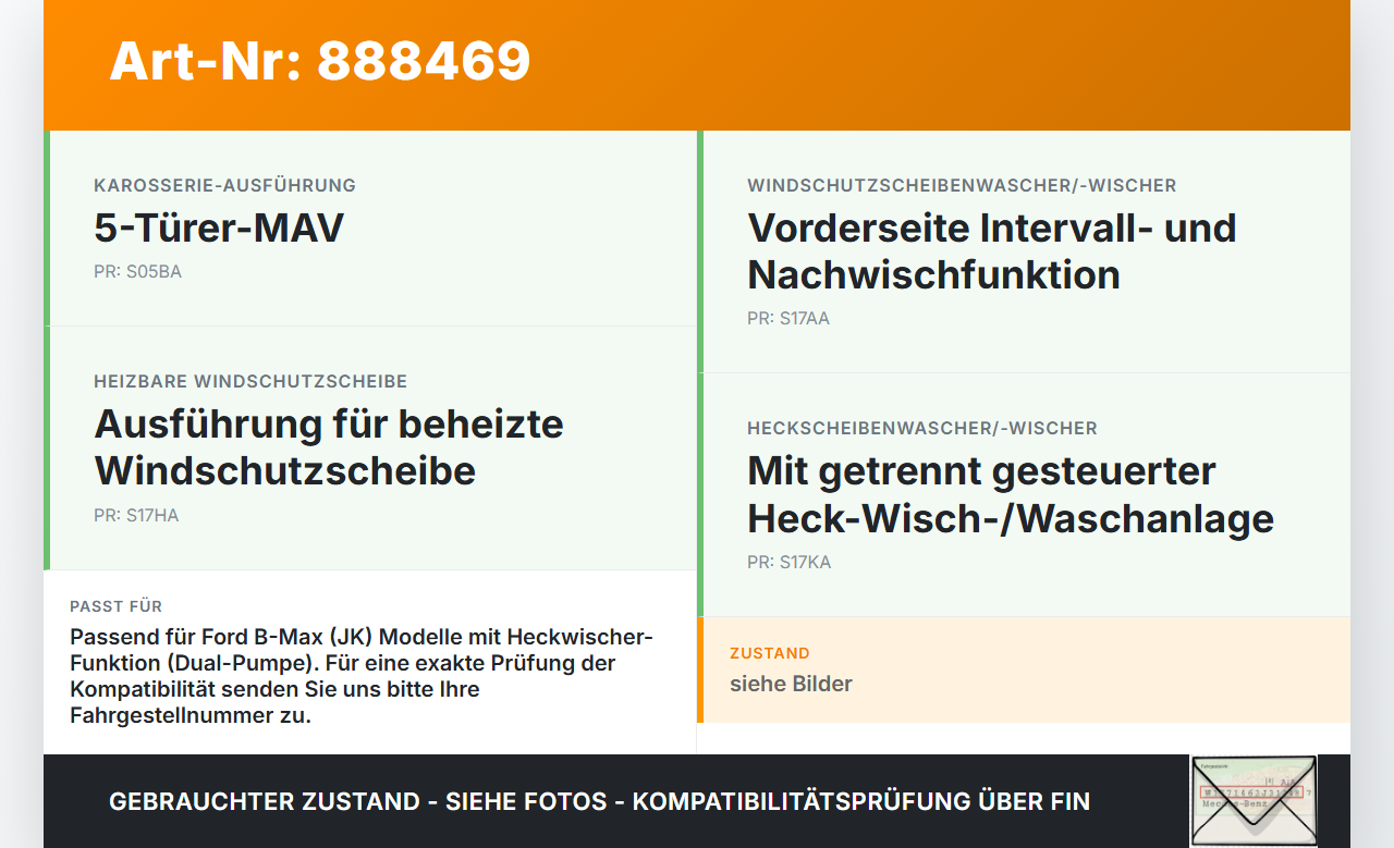 Ford B-Max JK 12-17 Waschwasserpumpe Waschpumpe Ford B-Max JK 12-17 11.02.2014 gebraucht Vorschau 3
