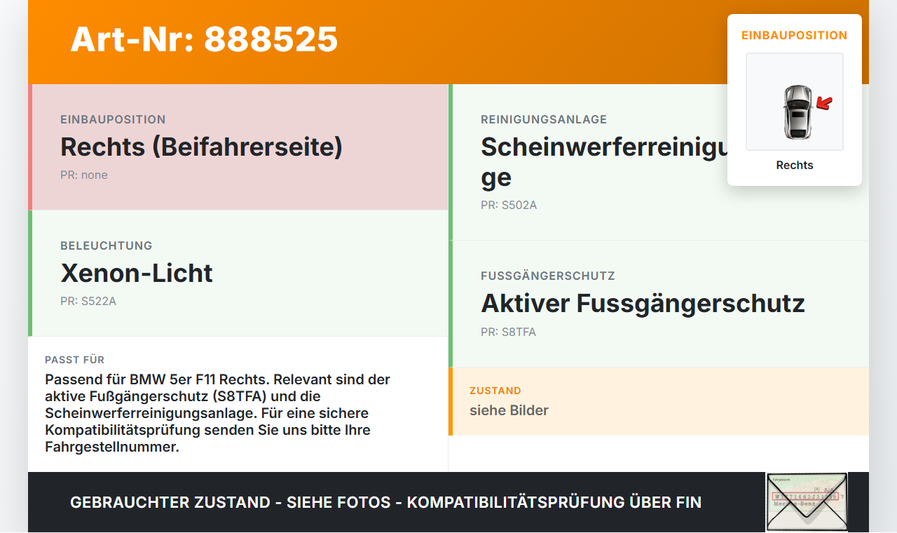 BMW F11 530dx 10-14 Frontblende Fronthalter Rechts für Frontmaske BMW F11 530dx 10-14 09.06.2011 gebraucht Vorschau 3